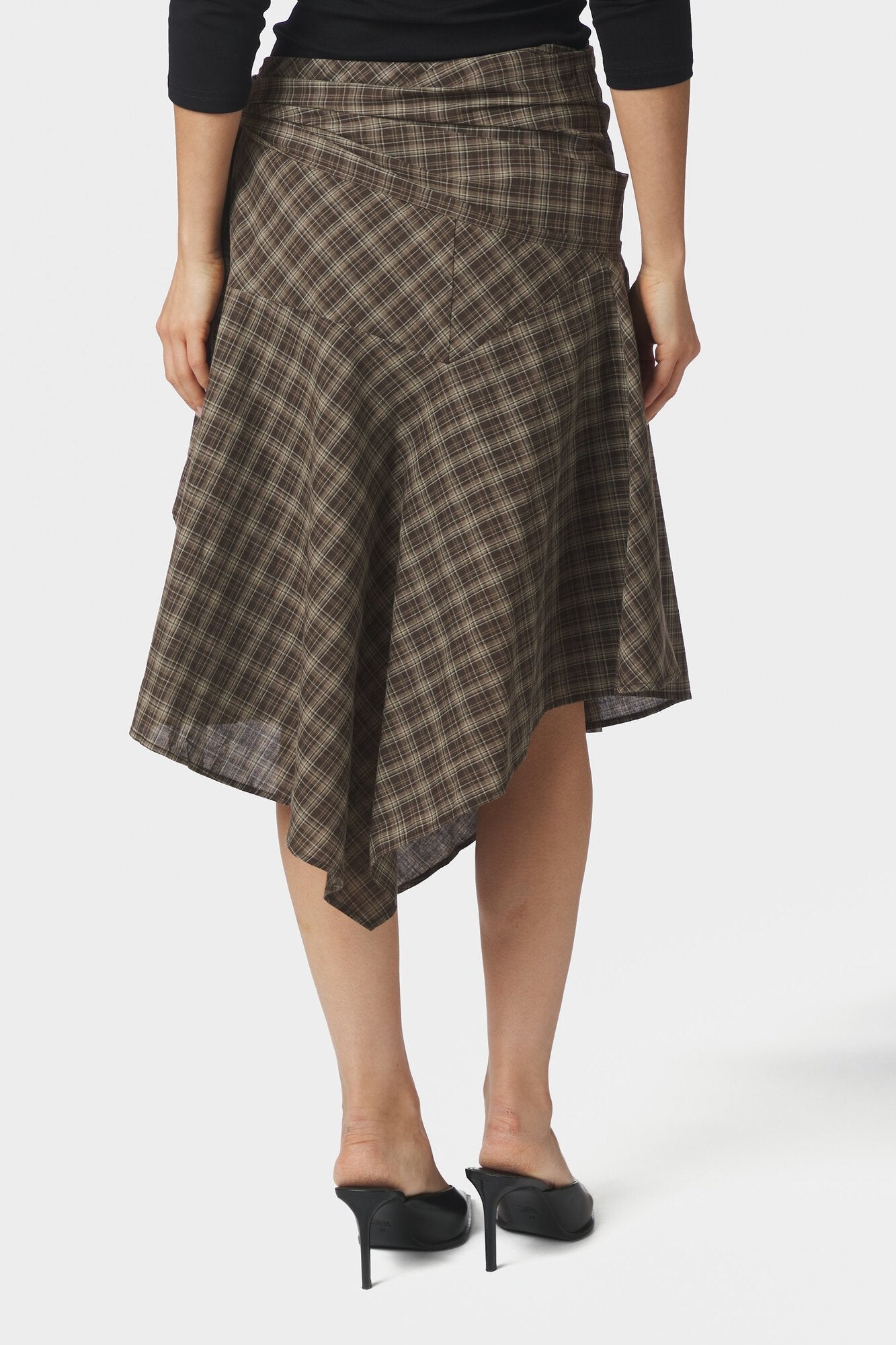 Sabella midi nederdel – Brown Check