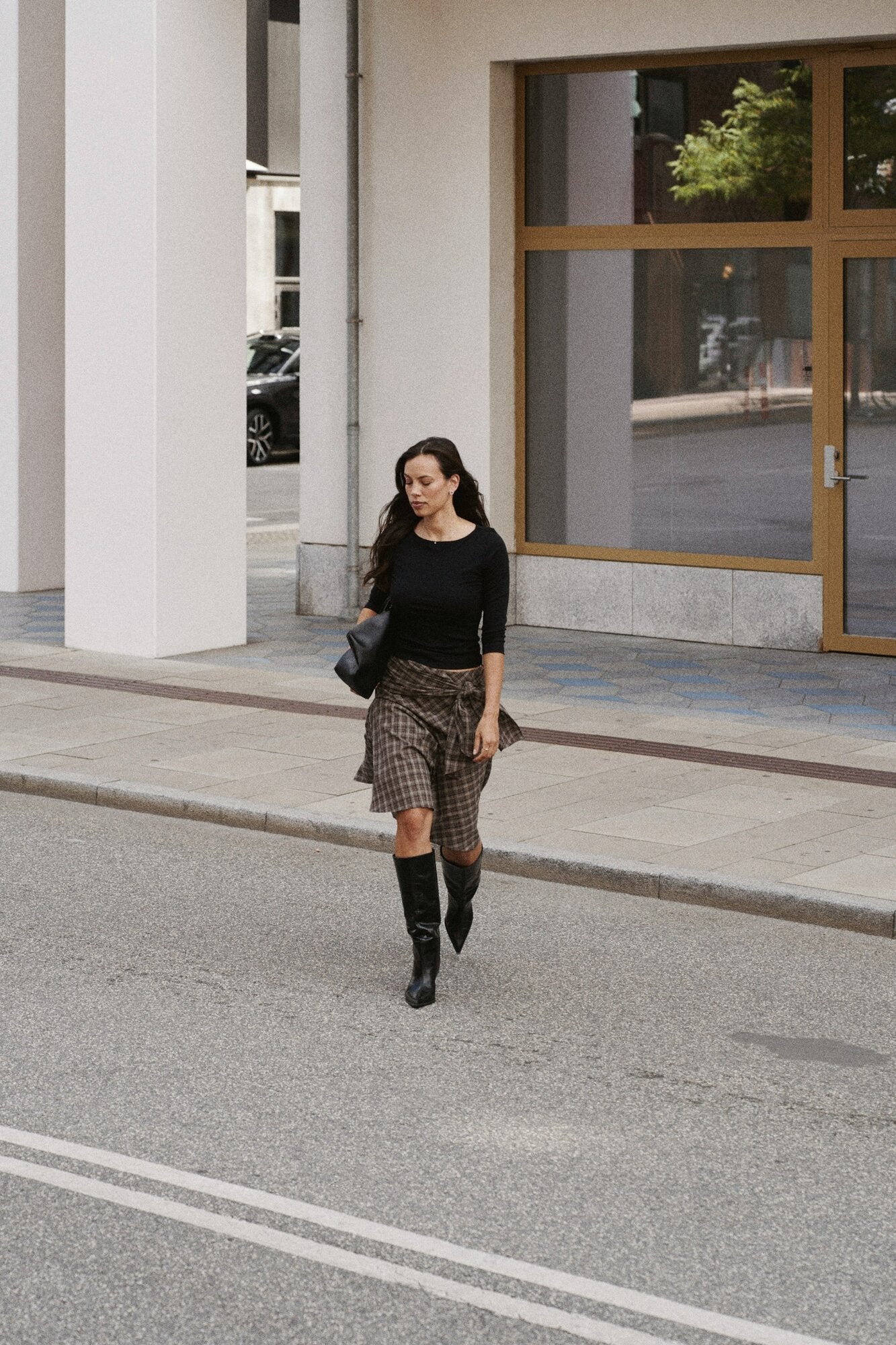 Sabella midi nederdel – Brown Check