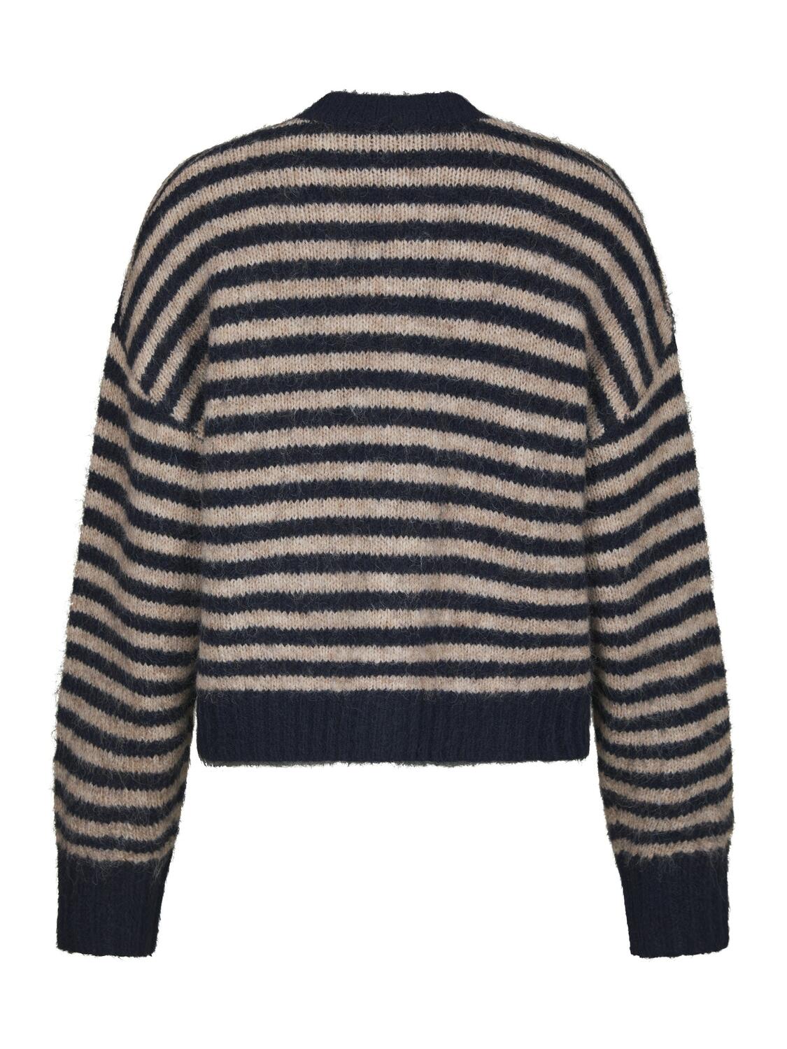 Isana Stripe Fluffy Knit cardigan – Navy Striped