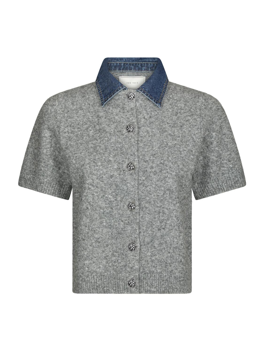 Amoria kortærmet cardigan - Grey Melange