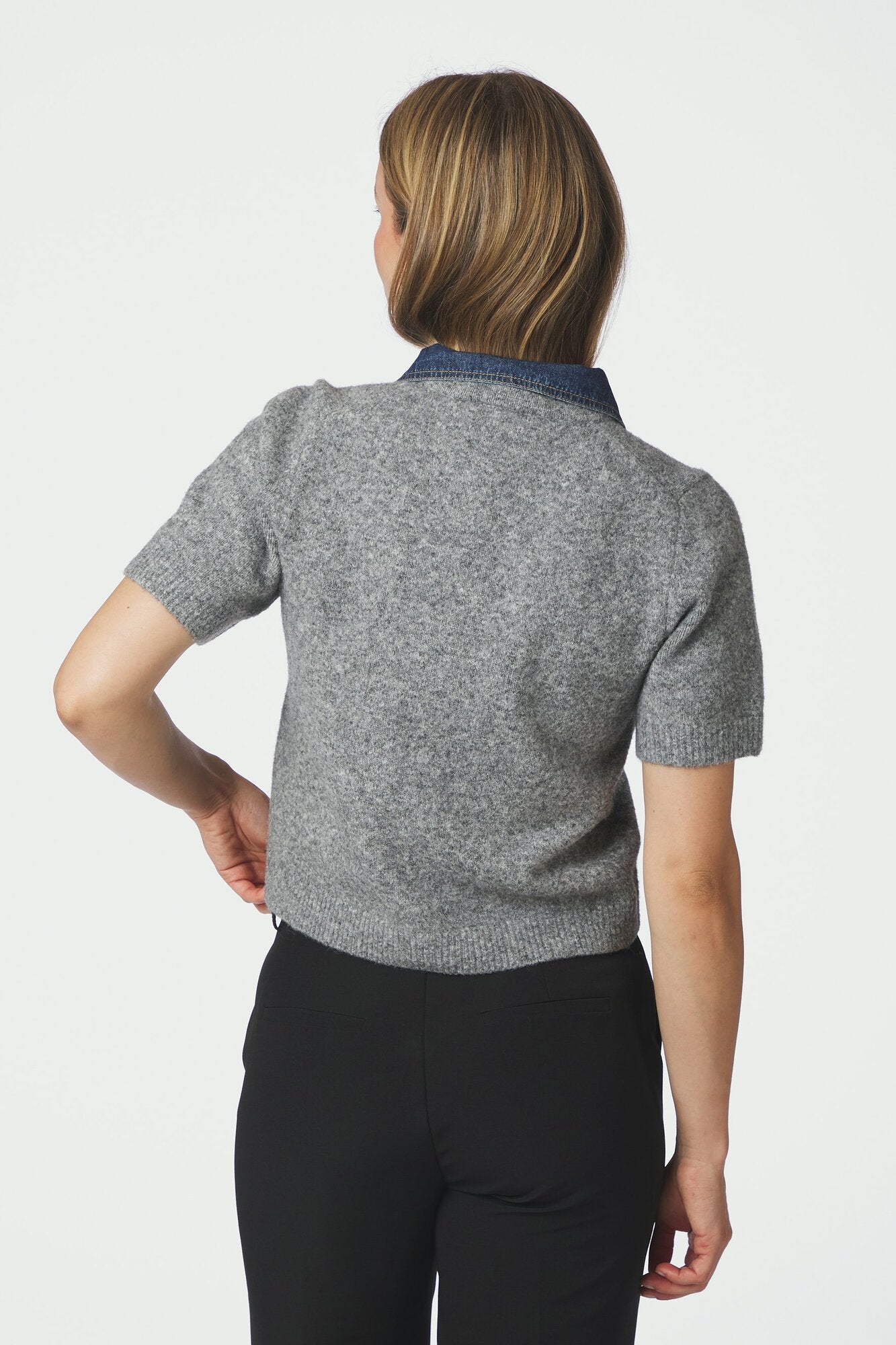 Amoria kortærmet cardigan - Grey Melange