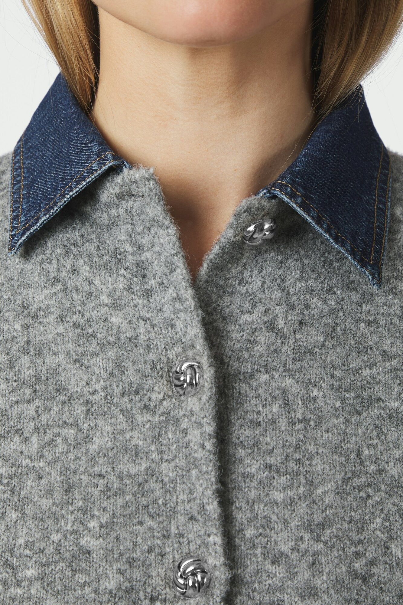 Amoria kortærmet cardigan - Grey Melange