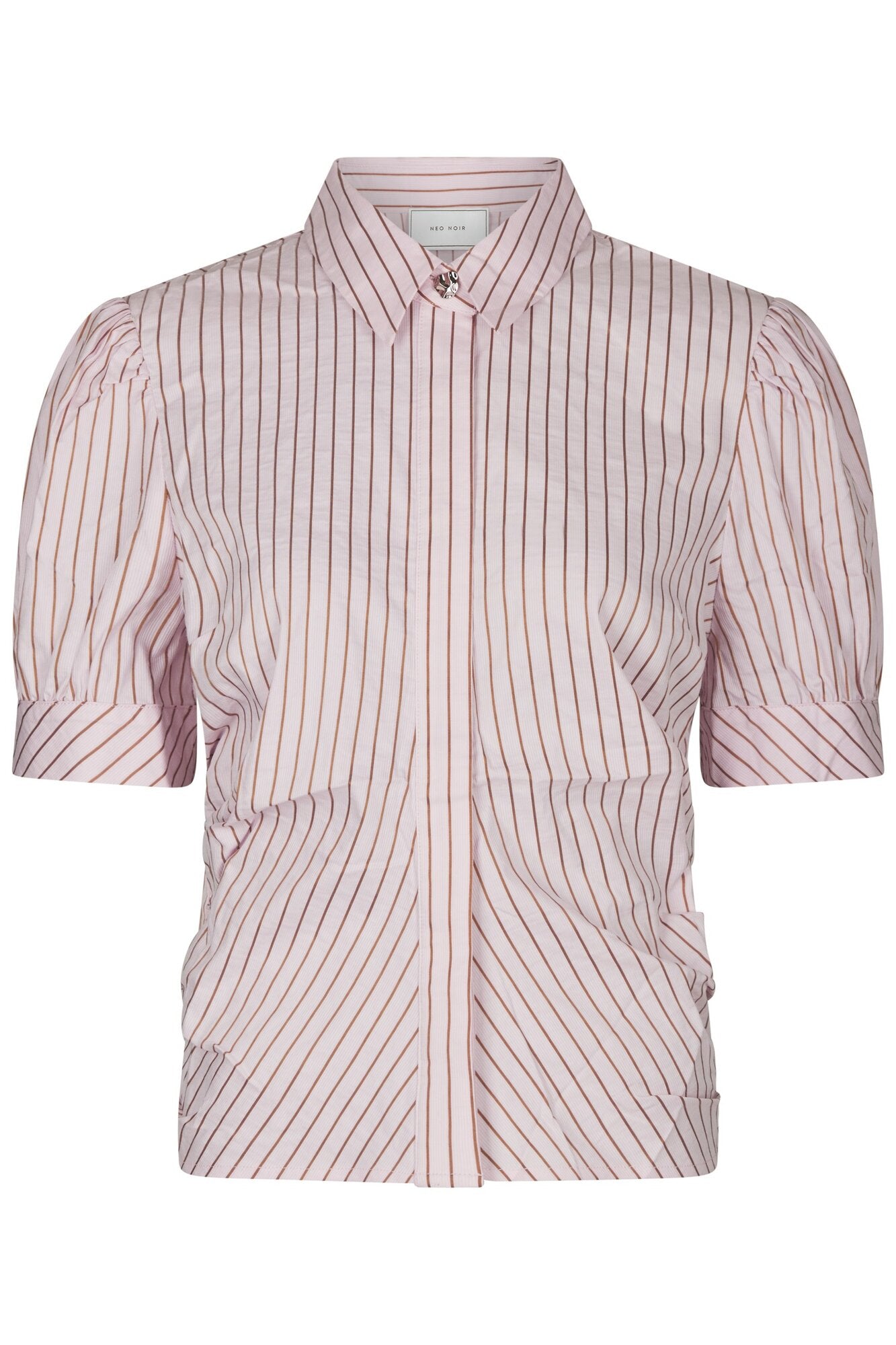 Frannie Structure Stripe kortærmet skjorte - Light Pink