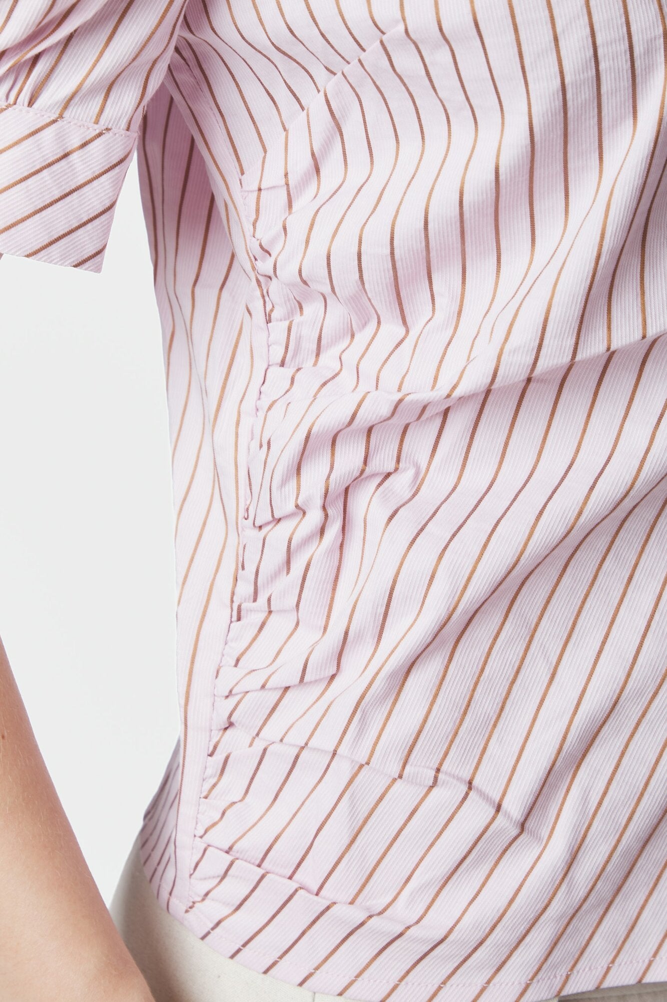 Frannie Structure Stripe kortærmet skjorte - Light Pink
