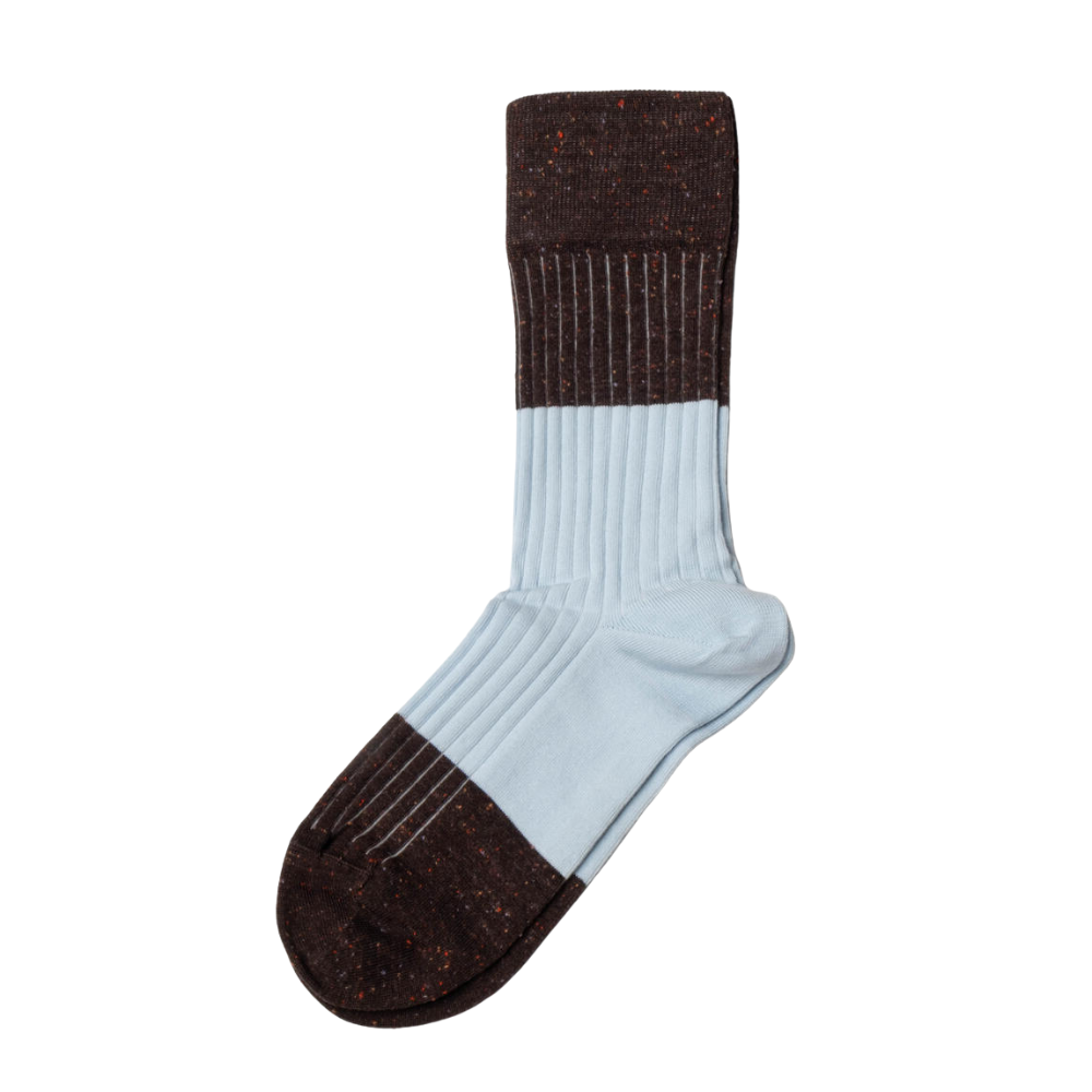 Porto strømper - Dark Brown NEPS/Little Blue