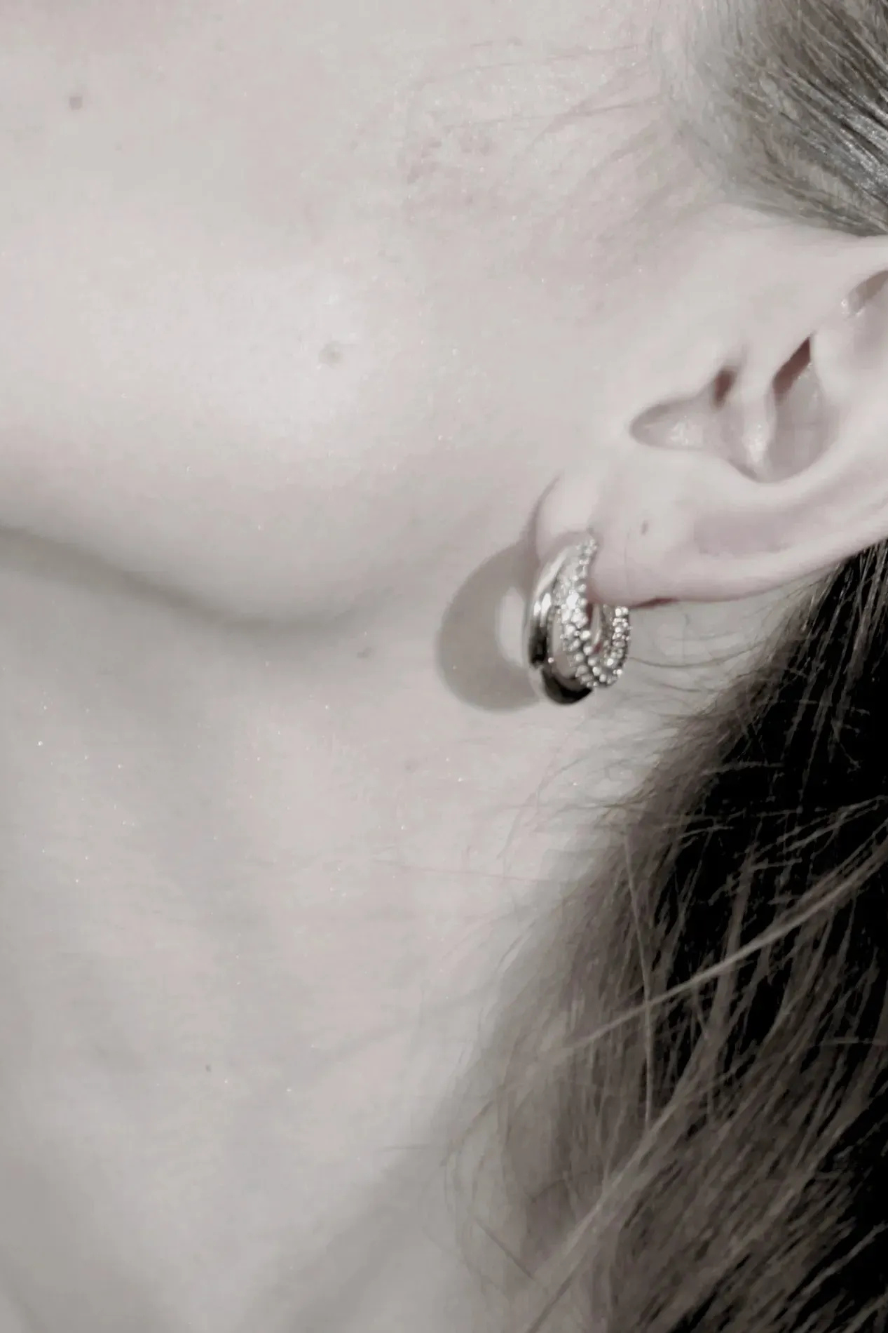 Clear CZ Double hoops - forgyldt