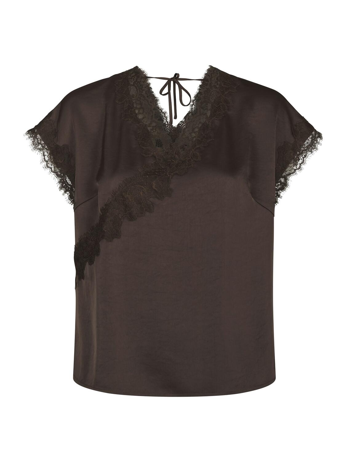 Benera Heavy Sateen blondebluse – Dark Brown