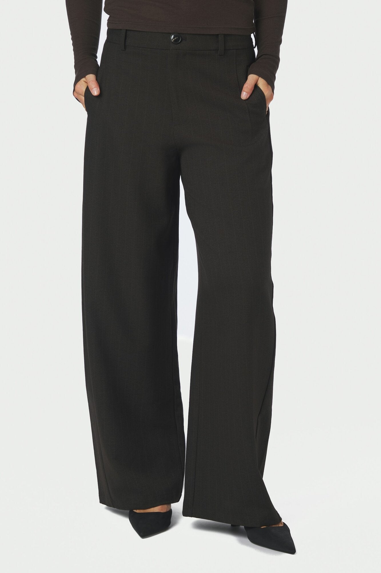 Essiall Pinstripe habitbukser – antracit