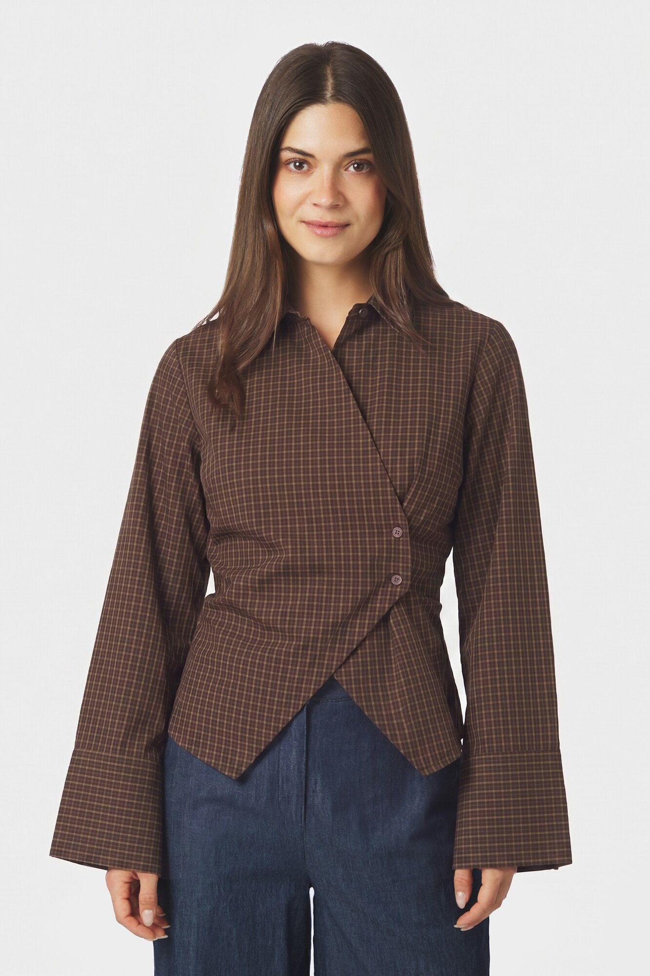 Fenli Small Check skjorte - Aubergine
