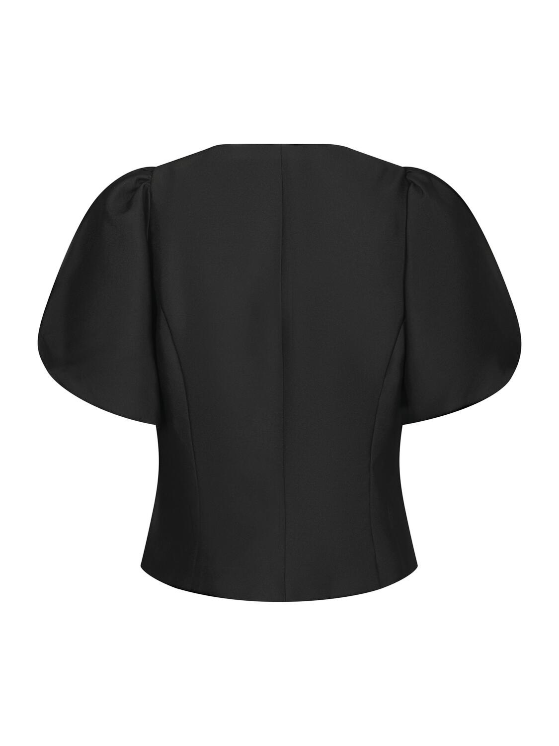 Anela Mandarin Dull Satin bluse – Black