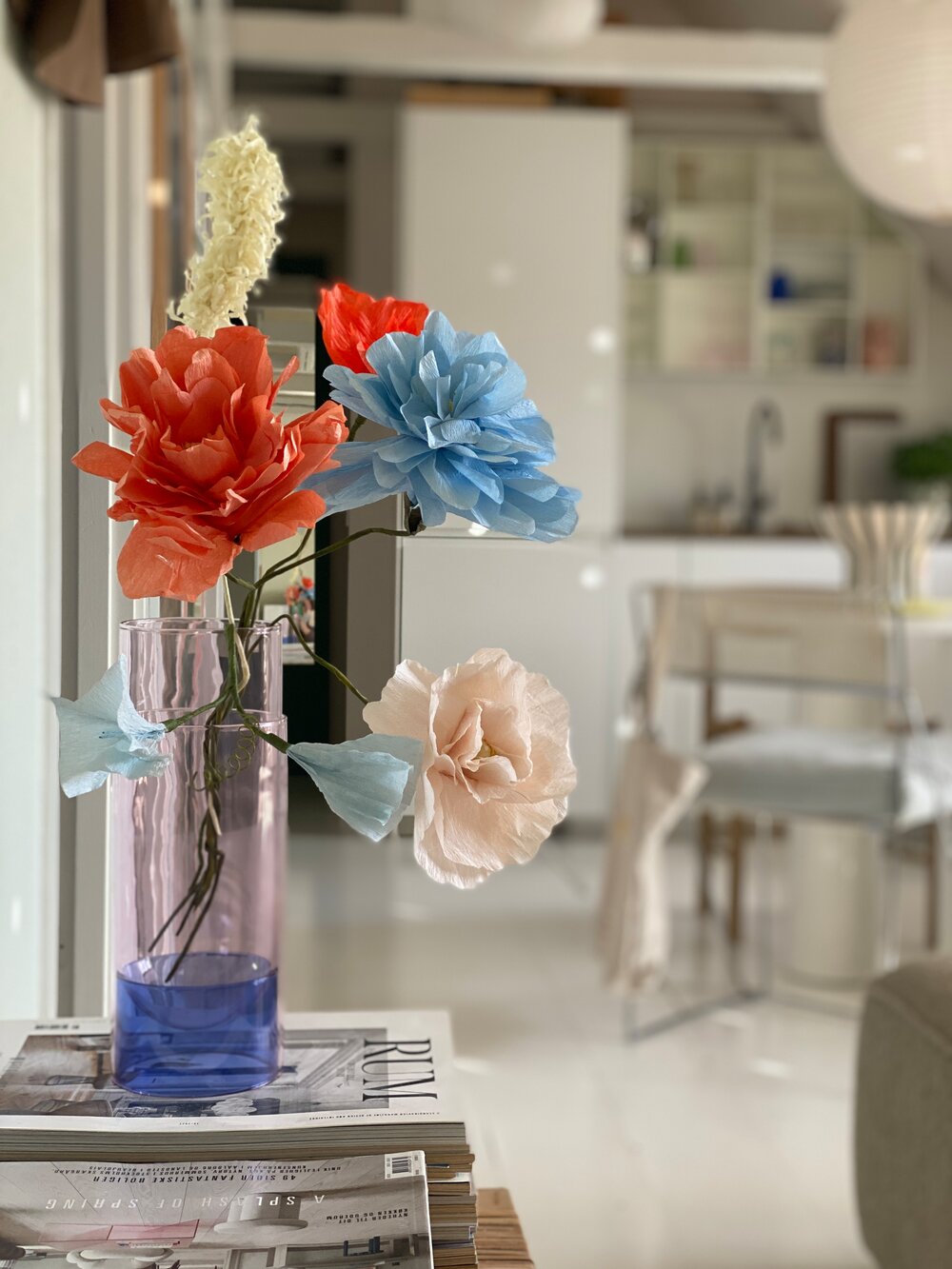 Grand Peony papirblomst - blå