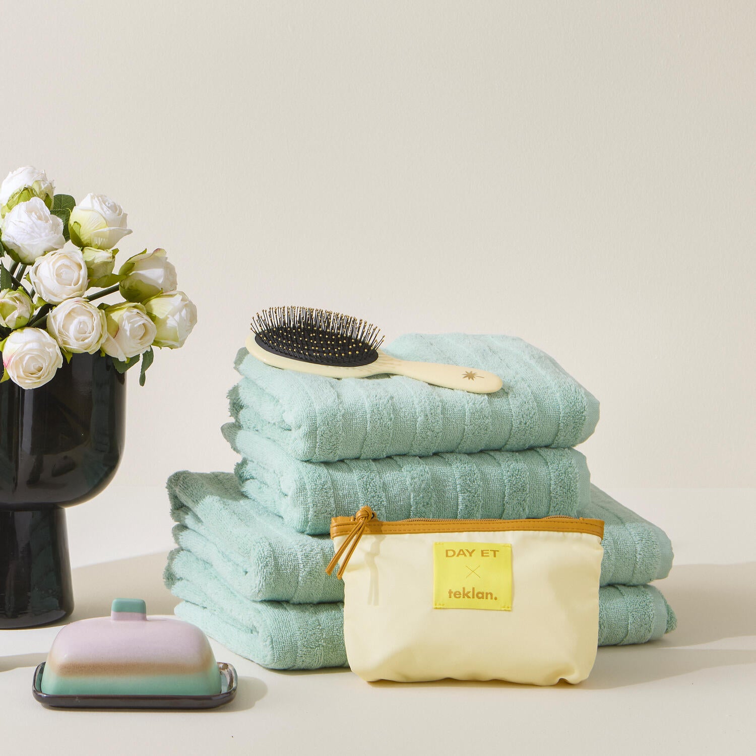 Terry Stripe håndklæde sæt, Mint - 4 stk.