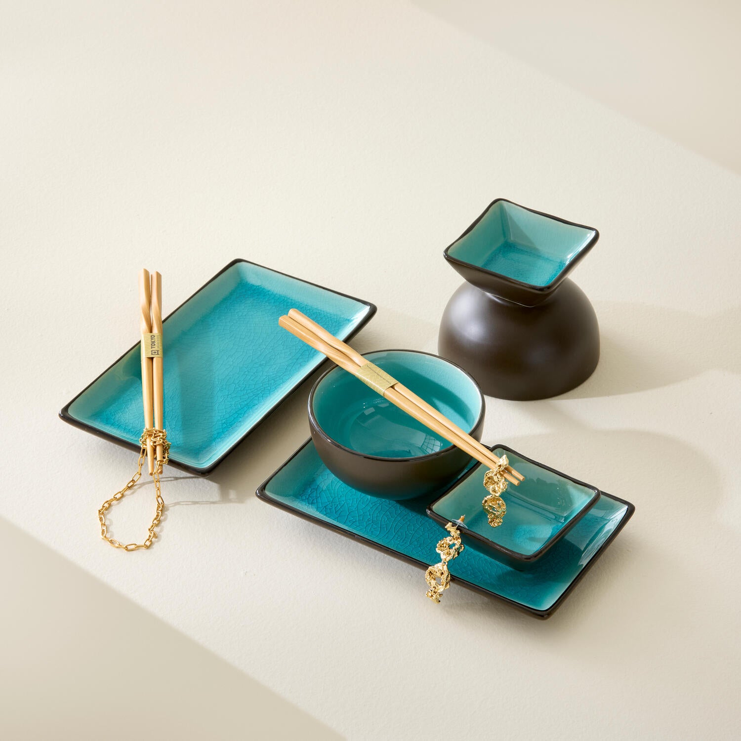 Sushi sæt, Glassy Turquoise - 8 dele