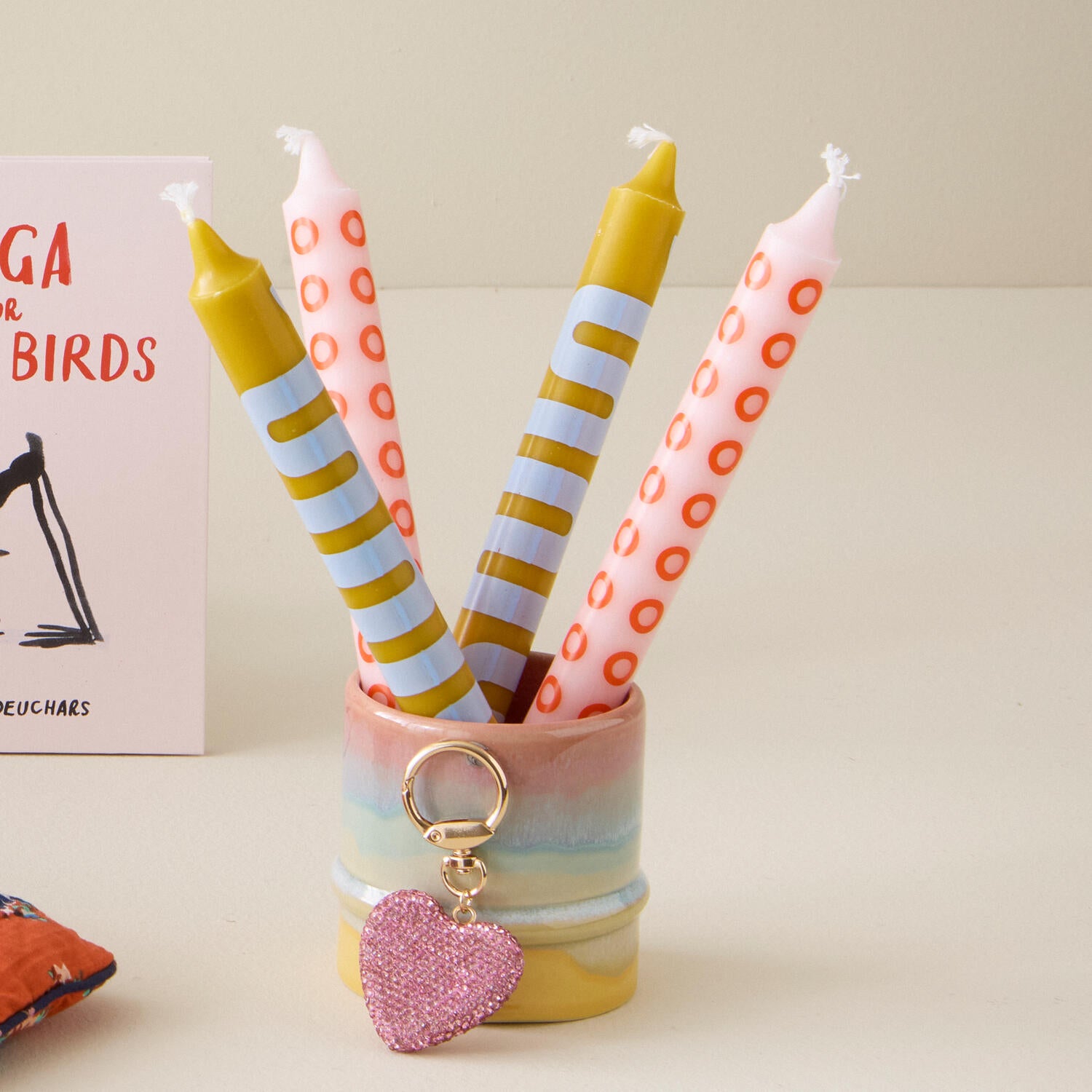 Stearinlys, 4-pak - Ochre/Rose