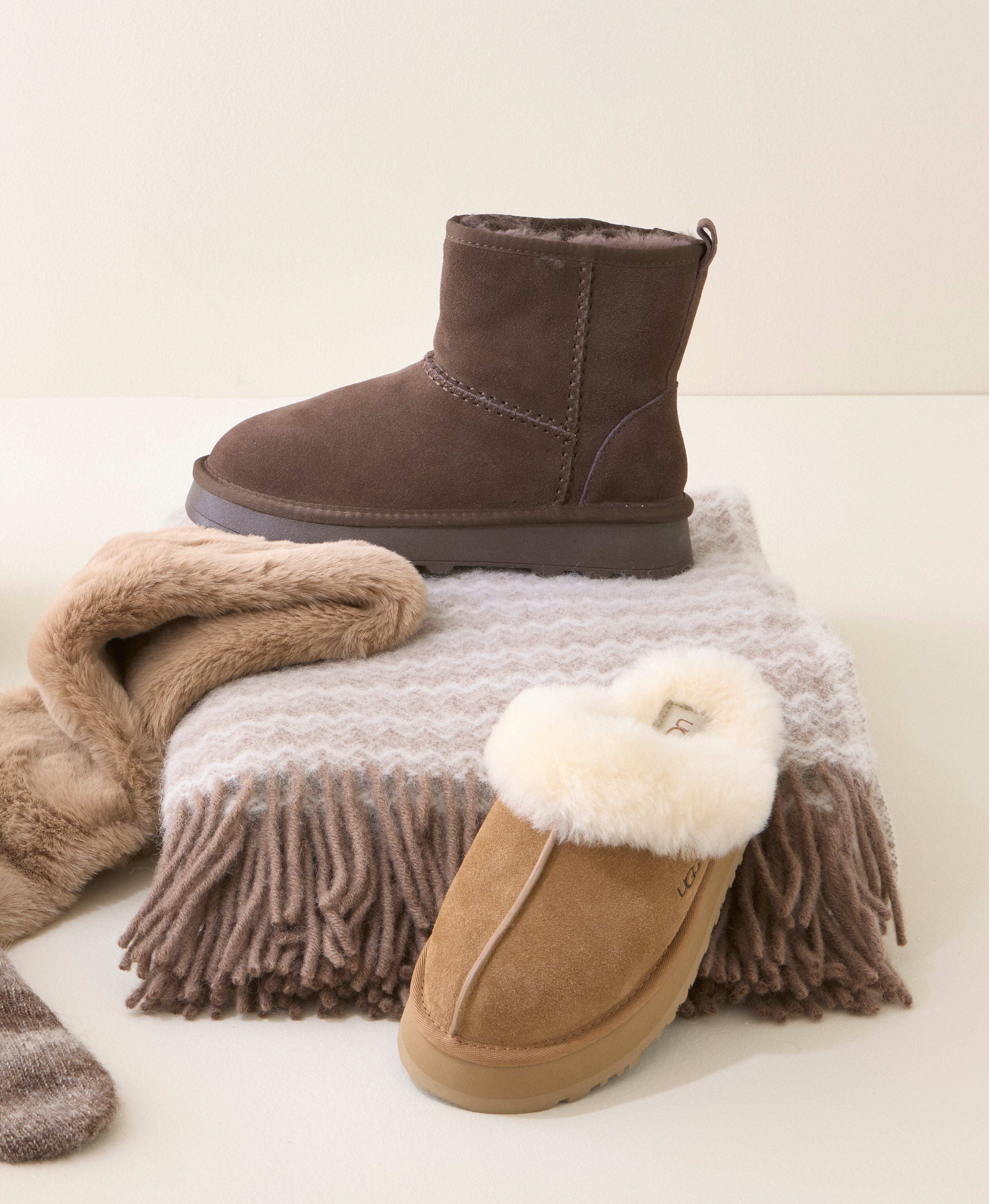 Otto uldtæppe, creme/brun - 130x180 cm.