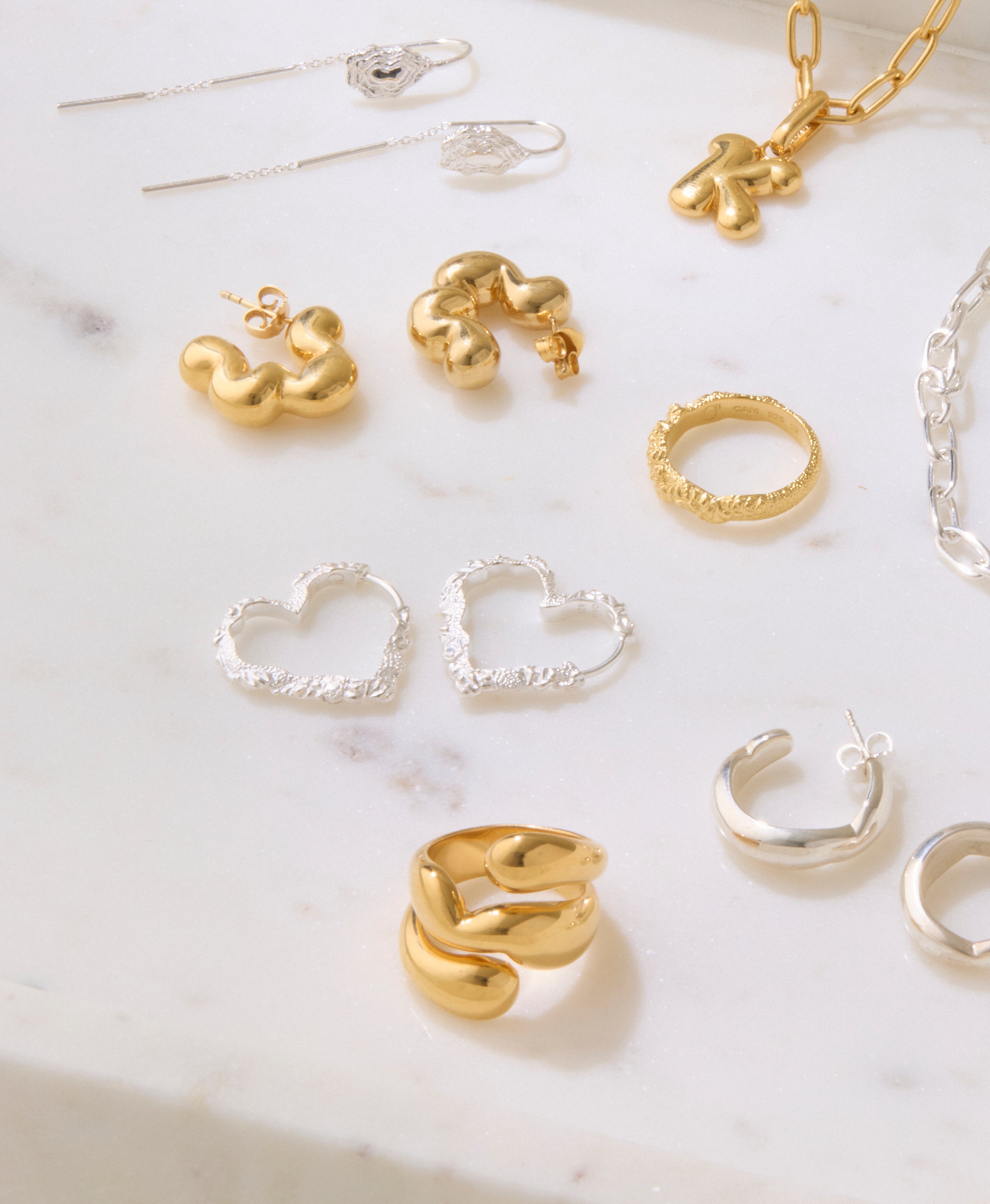 Heart Crush hoops - sølv