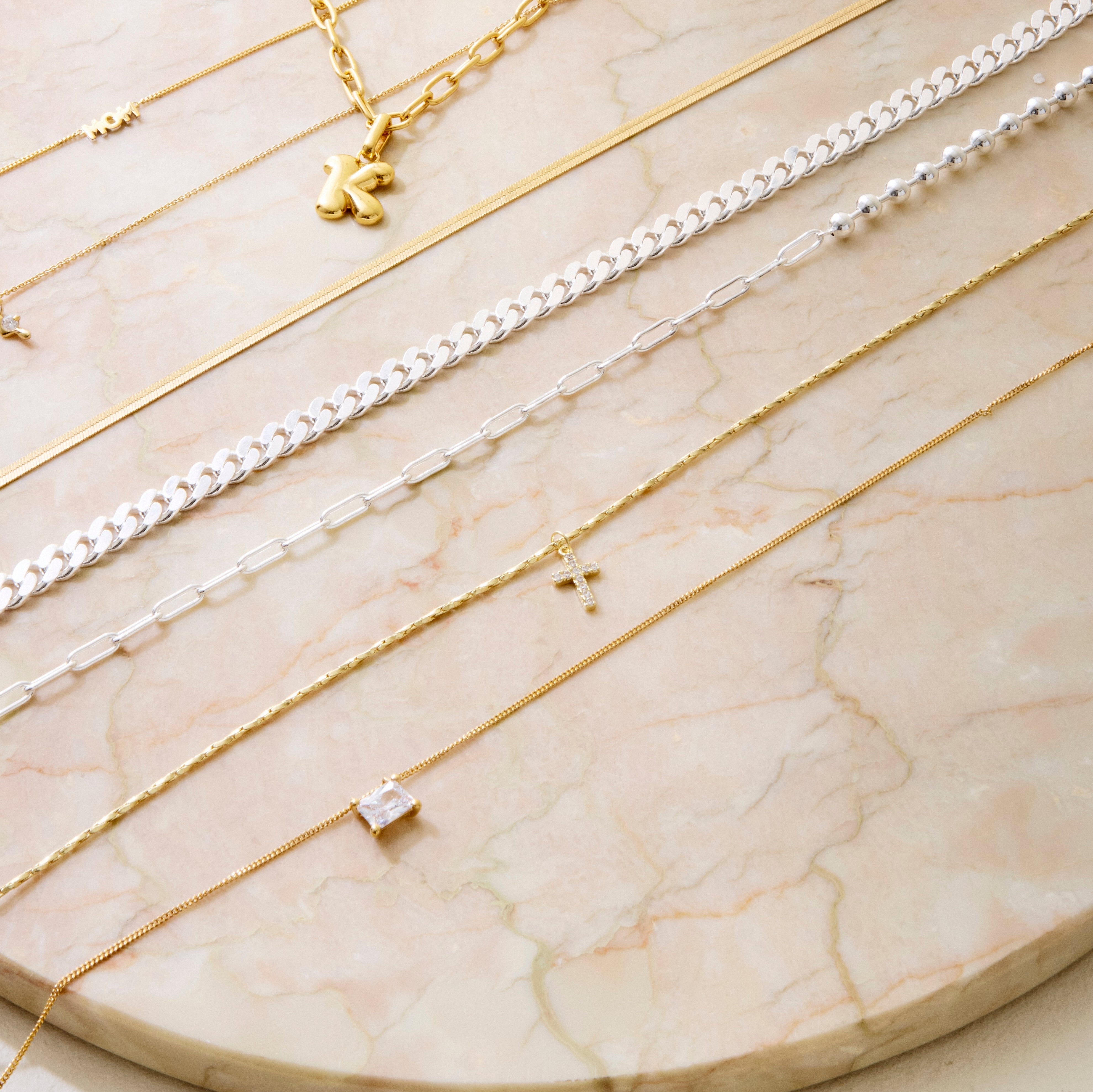 Cross halskæde - forgyldt