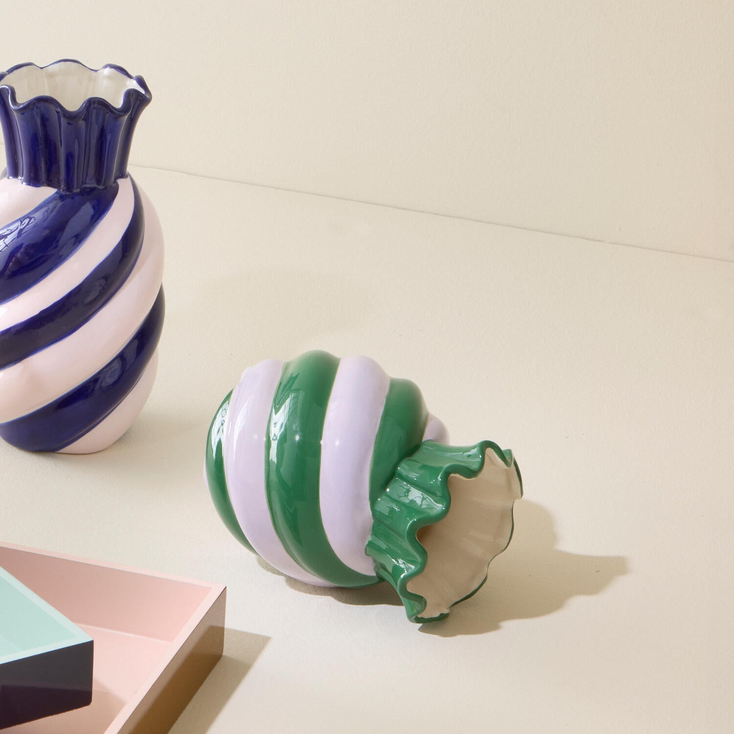 Candy vase, mørkegrøn/lavendel - H15,5cm