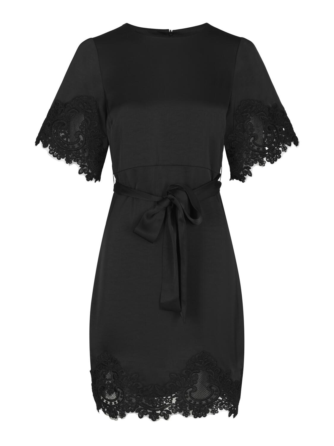 Xelina Satin Lace kjole – Black