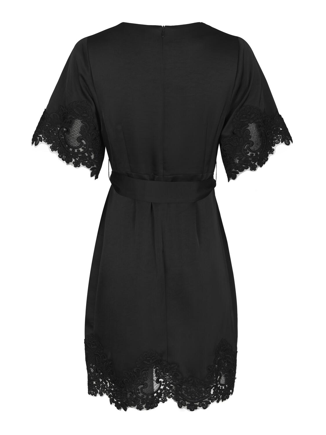 Xelina Satin Lace kjole – Black