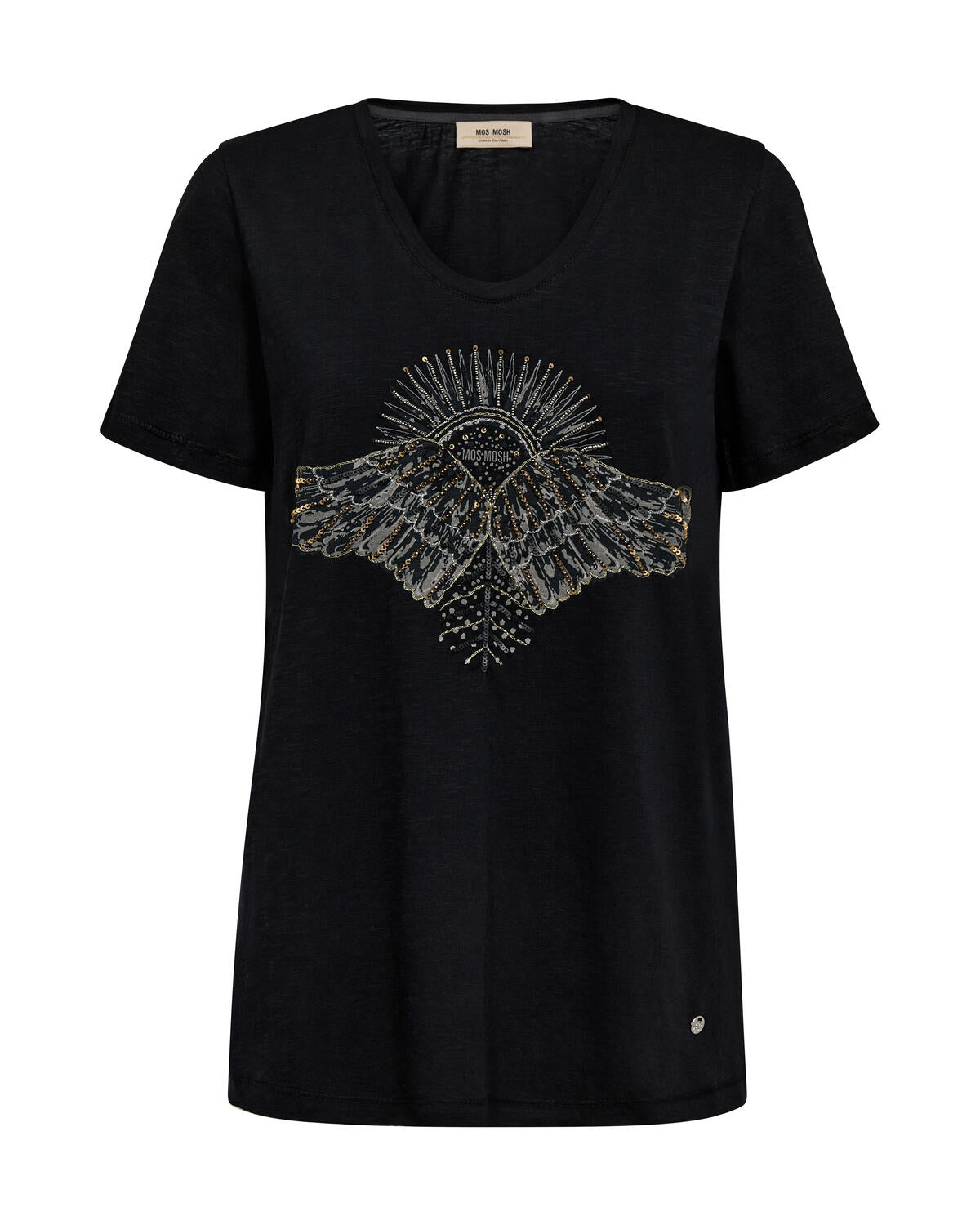 Nadine O-SS Deco t-shirt - sort