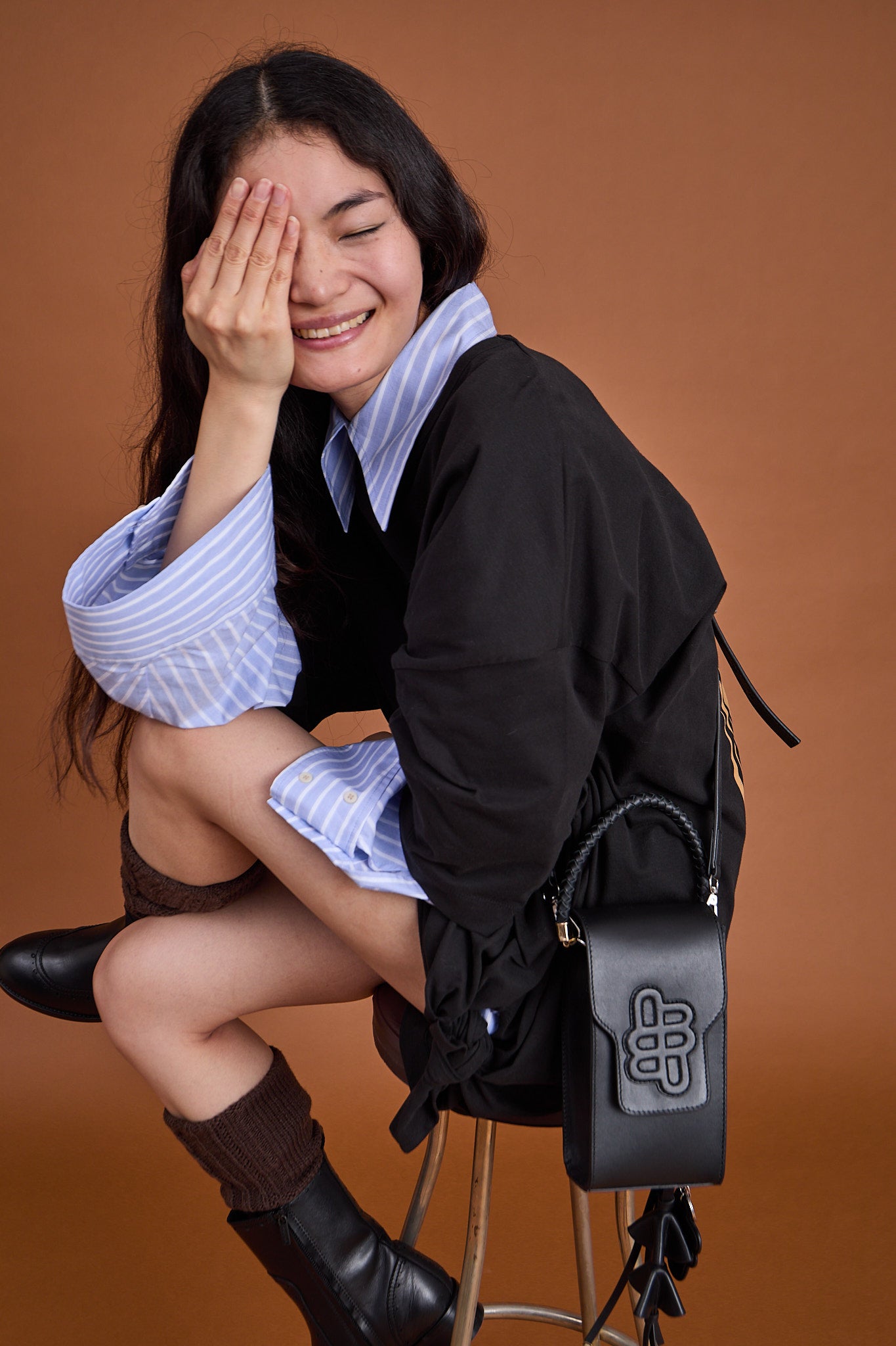 Lavilla lædertaske  - sort