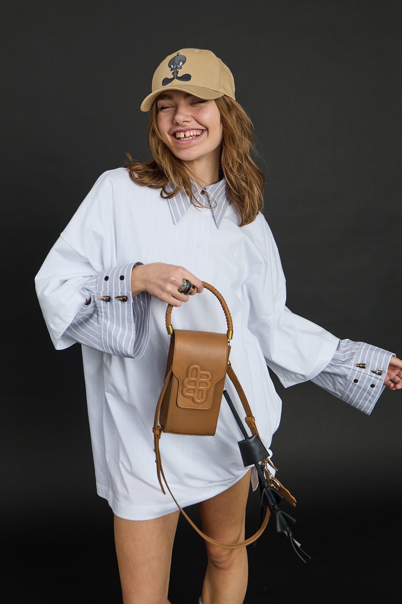 Lavilla lædertaske - brun