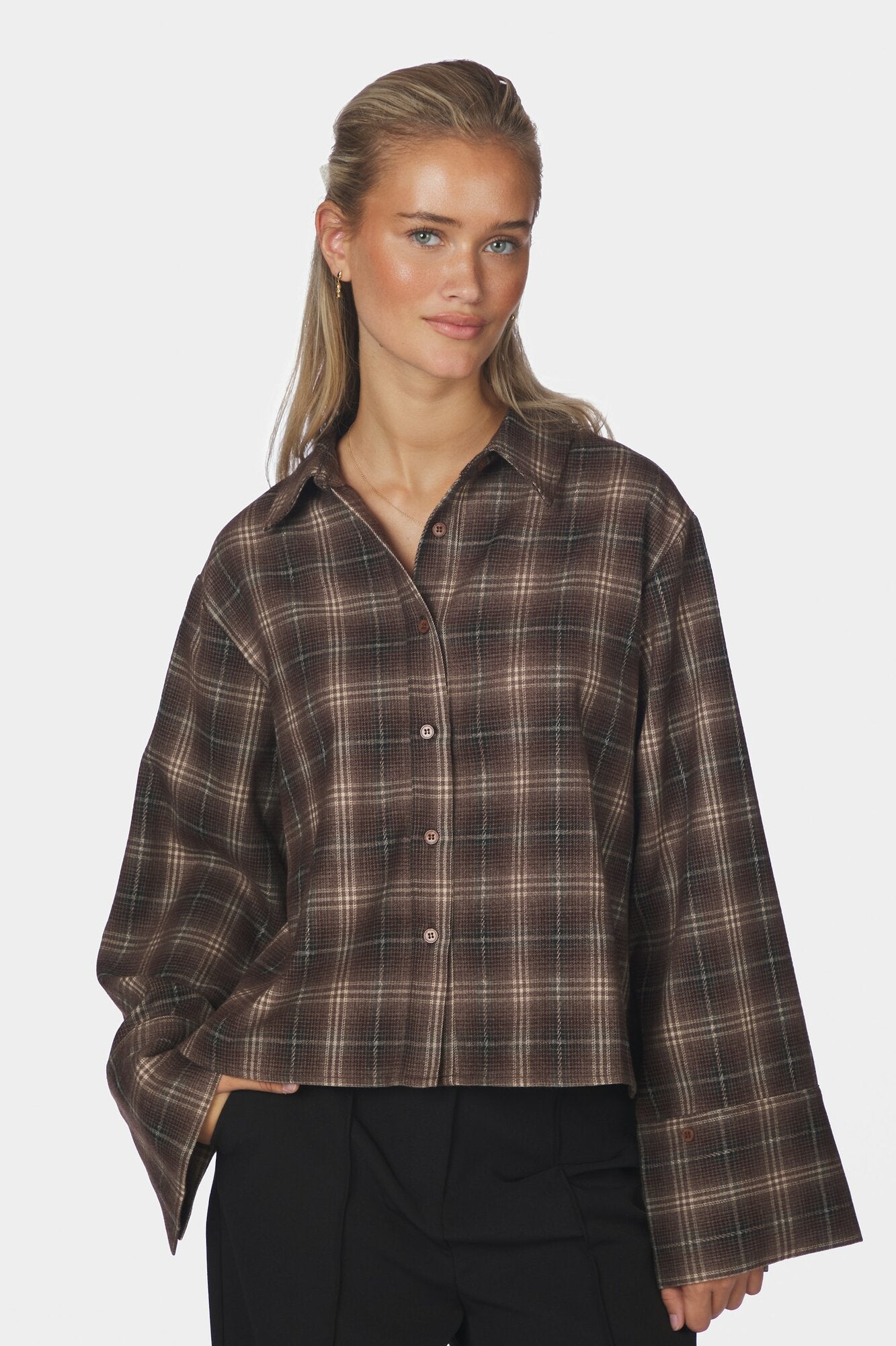 Jaylin Flannel Check skjorte – Dark Taupe
