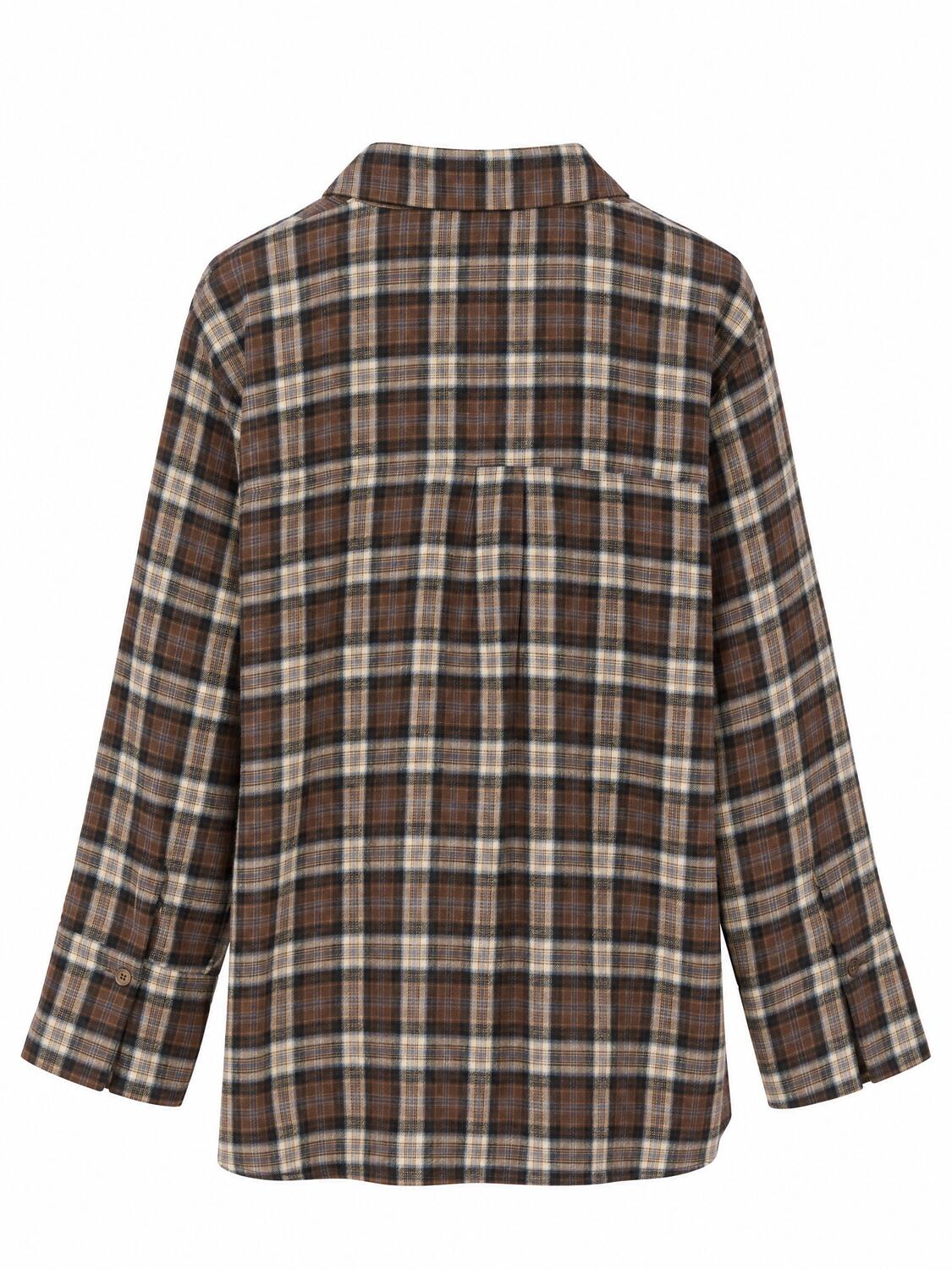 Nerila Flannel Check skjorte – Dark Taupe