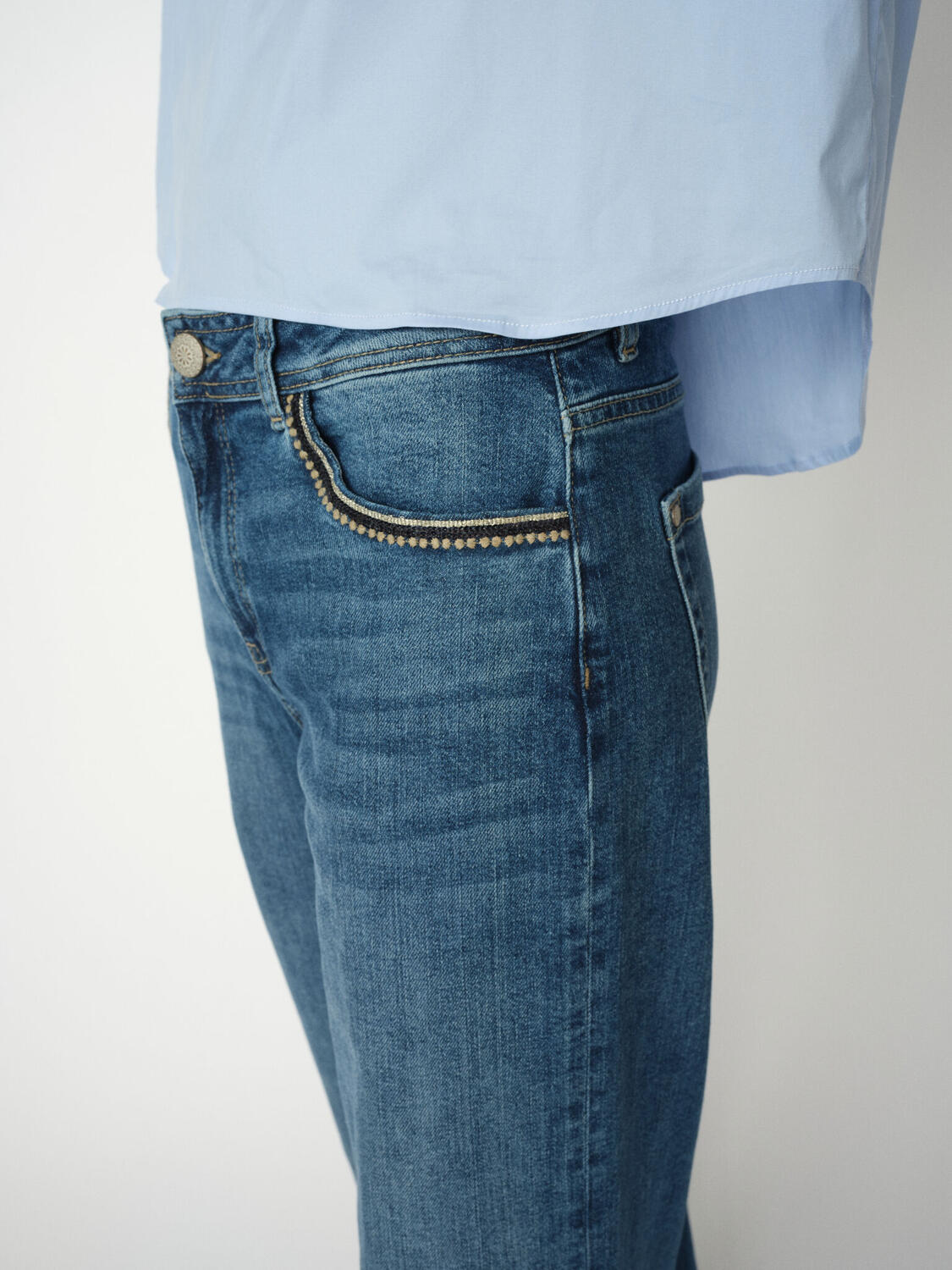 Dara Deco wide leg jeans - Mid Blue