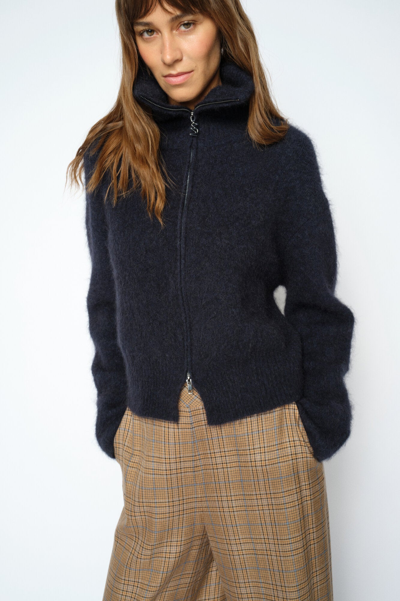 Hulda Knit Zip cardigan - Salute Navy