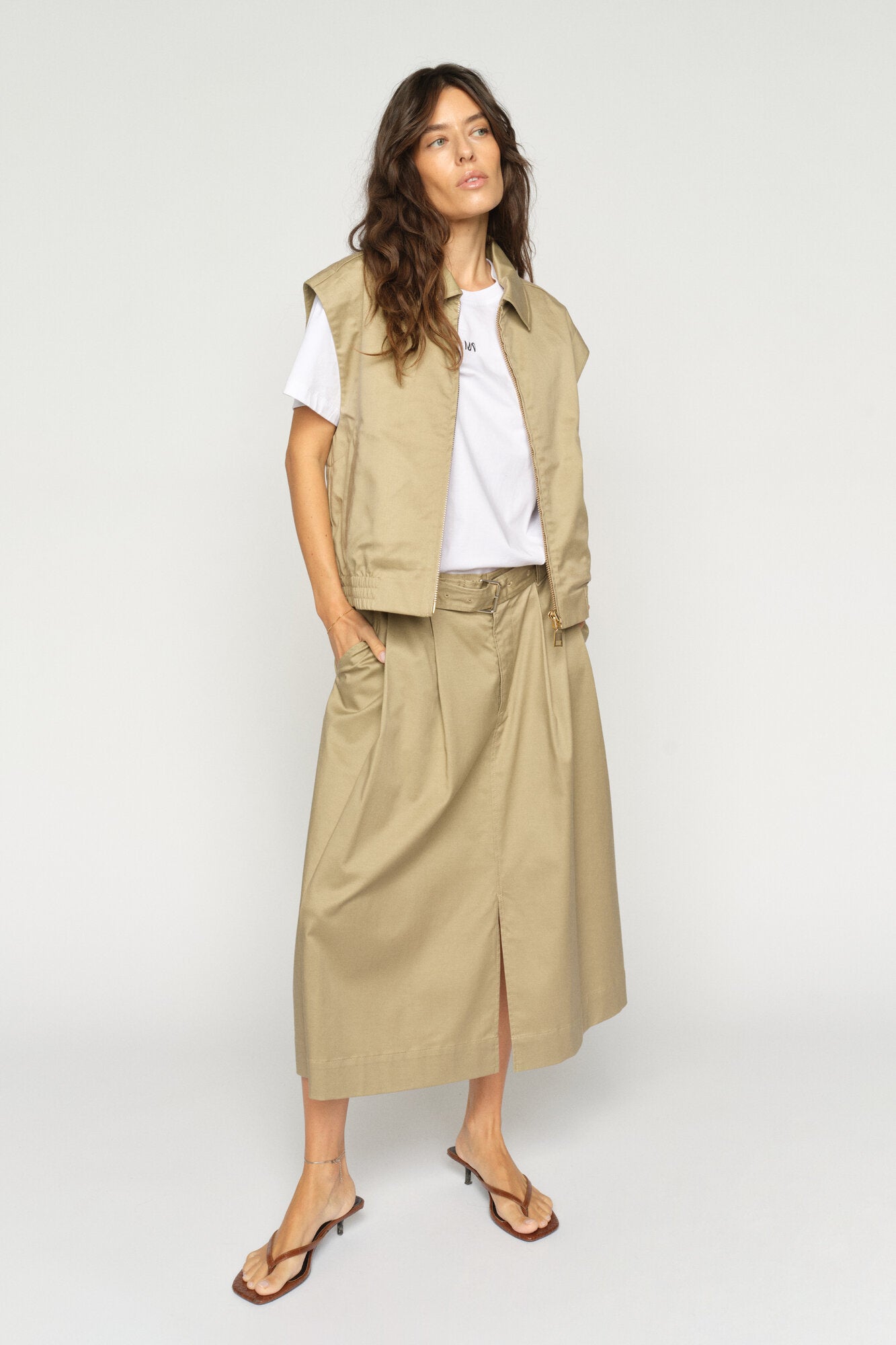 Koda Billie midi nederdel – Twill
