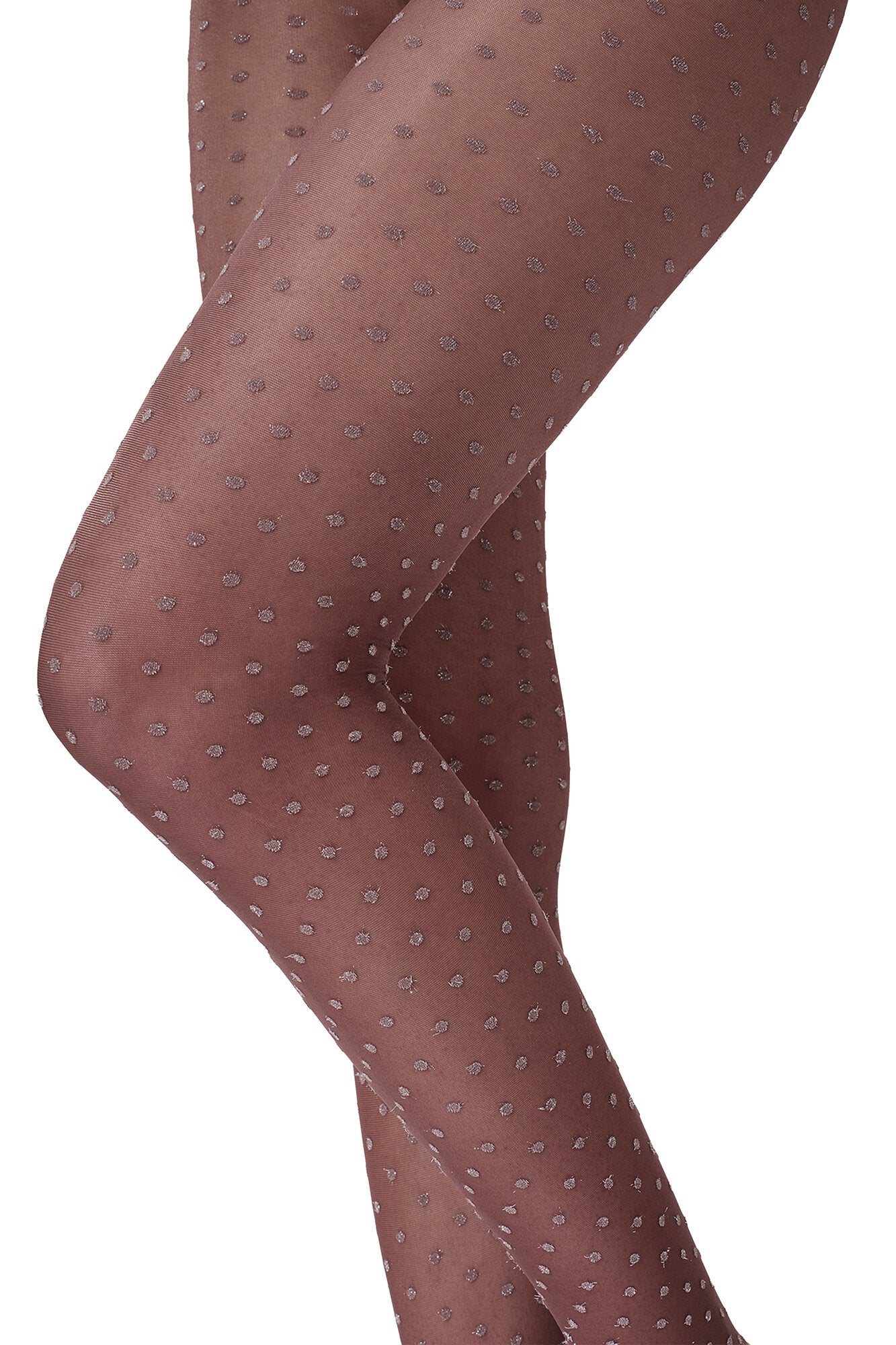 Shimmer Dots strømpebukser - 8231 Dark Wood/Silver