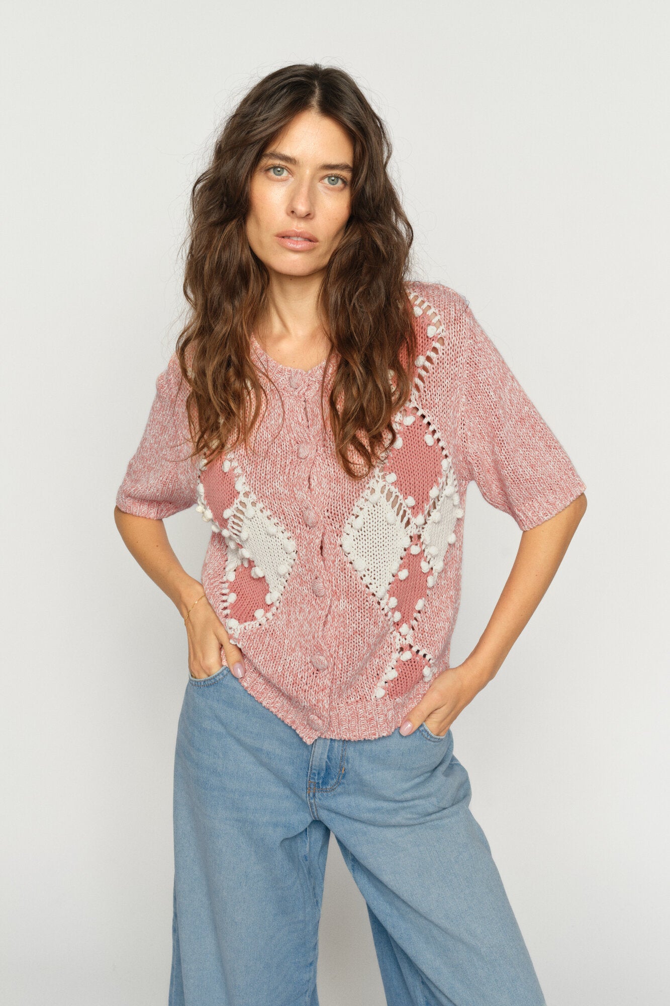 Elio kortærmet cardigan – Peachy