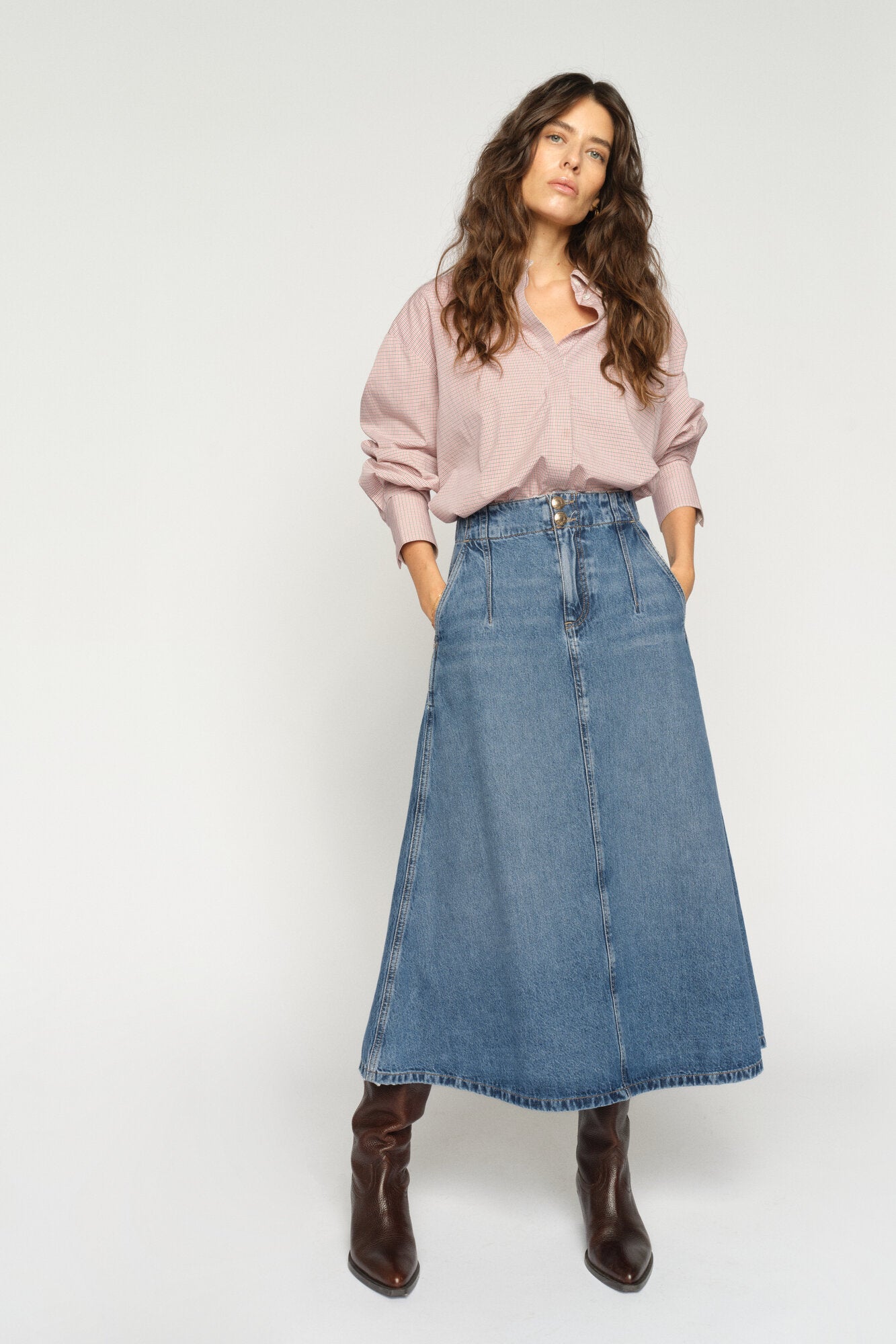 Leala denimnederdel – Mid Blue