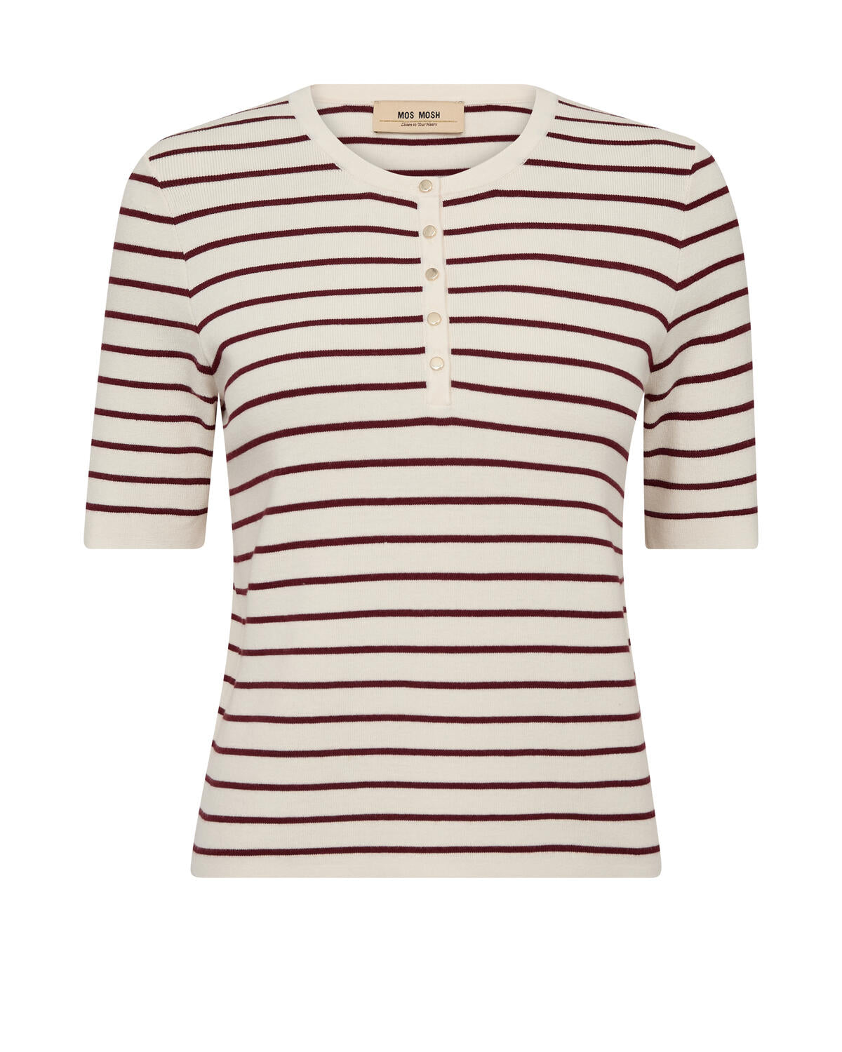 Aliz Caliz Stripe kortærmet striktrøje - Cabernet