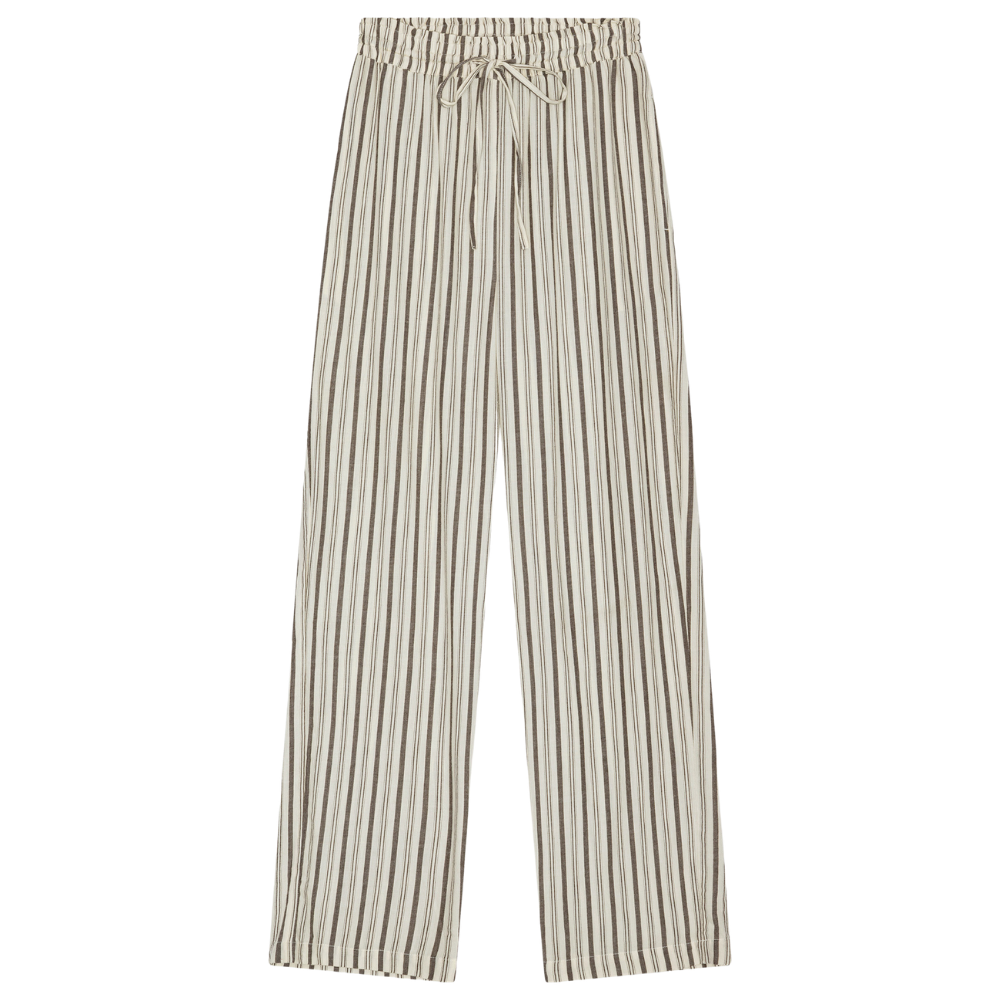 Moon Stripe løse bukser – Ecru/Brown