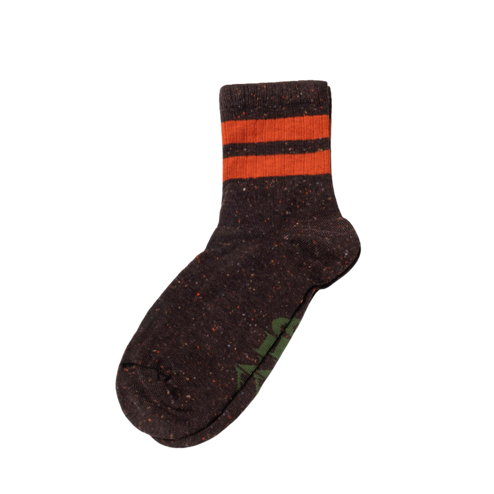 Antwerpen strømper - Dark Brown NEPS/Red Orange