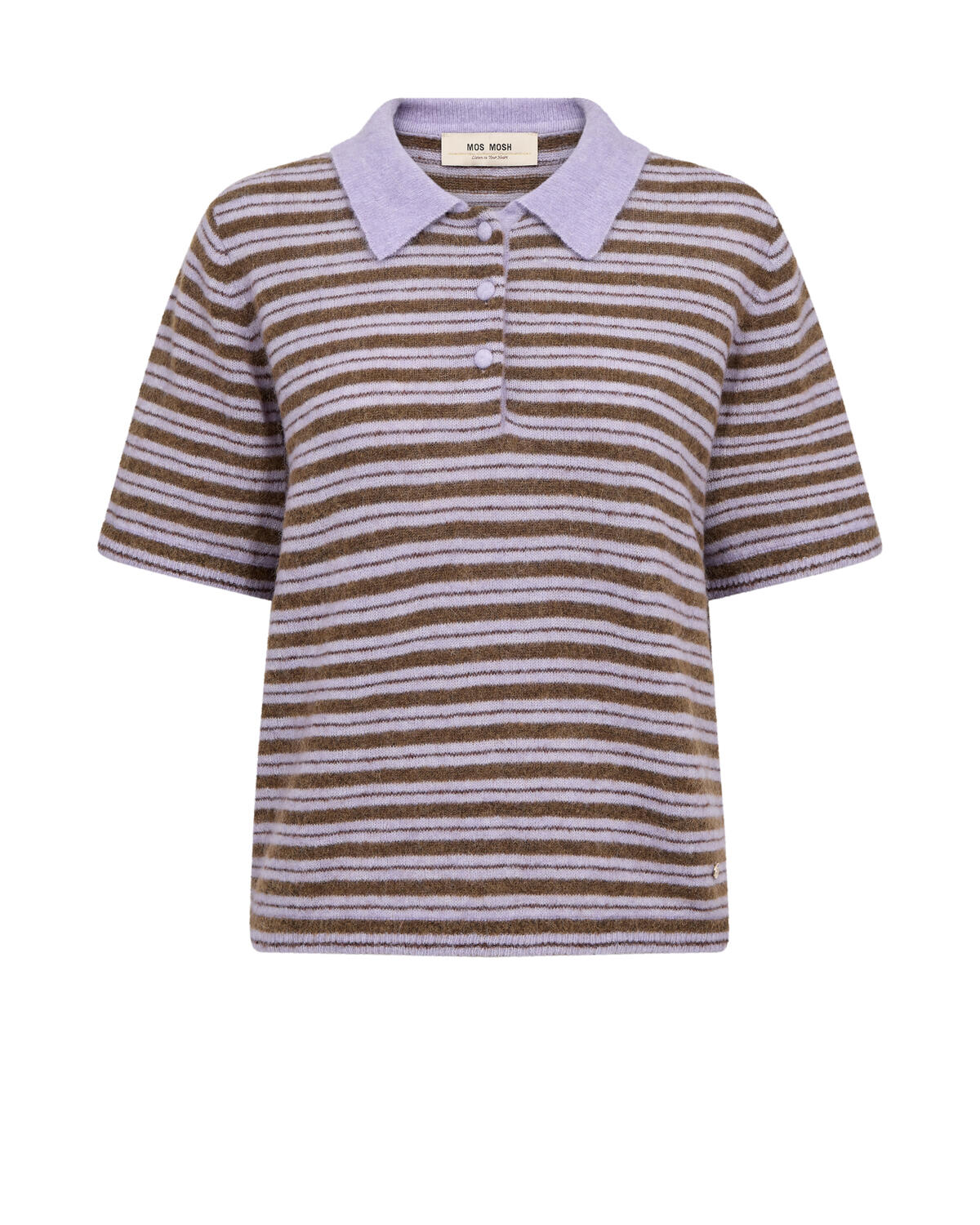 Milvi Stripe strikket polotrøje - Violet Tulip