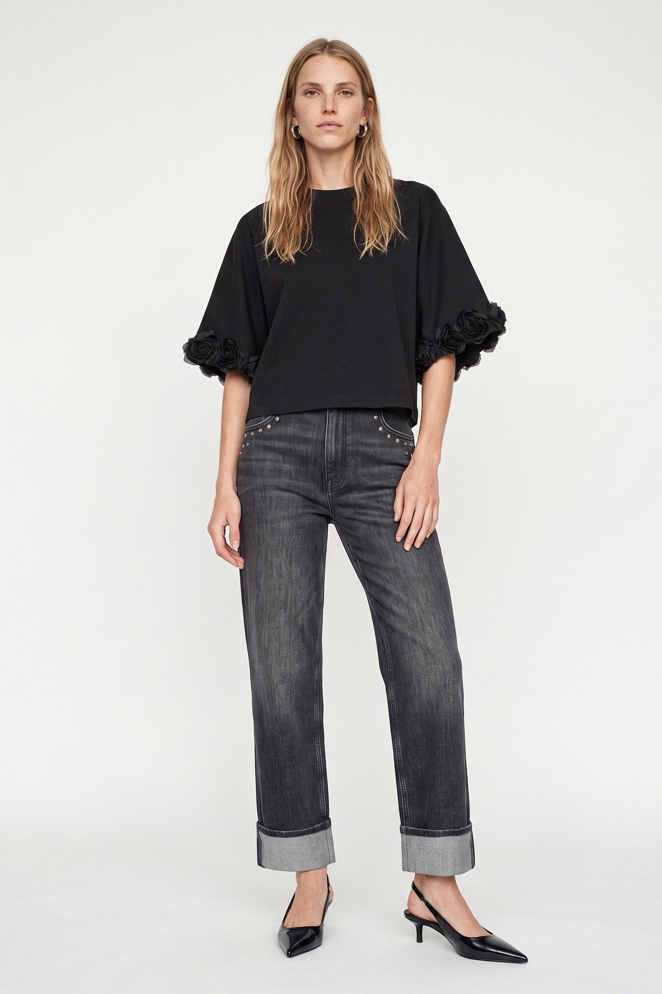 Rosette kortærmet t-shirt – sort