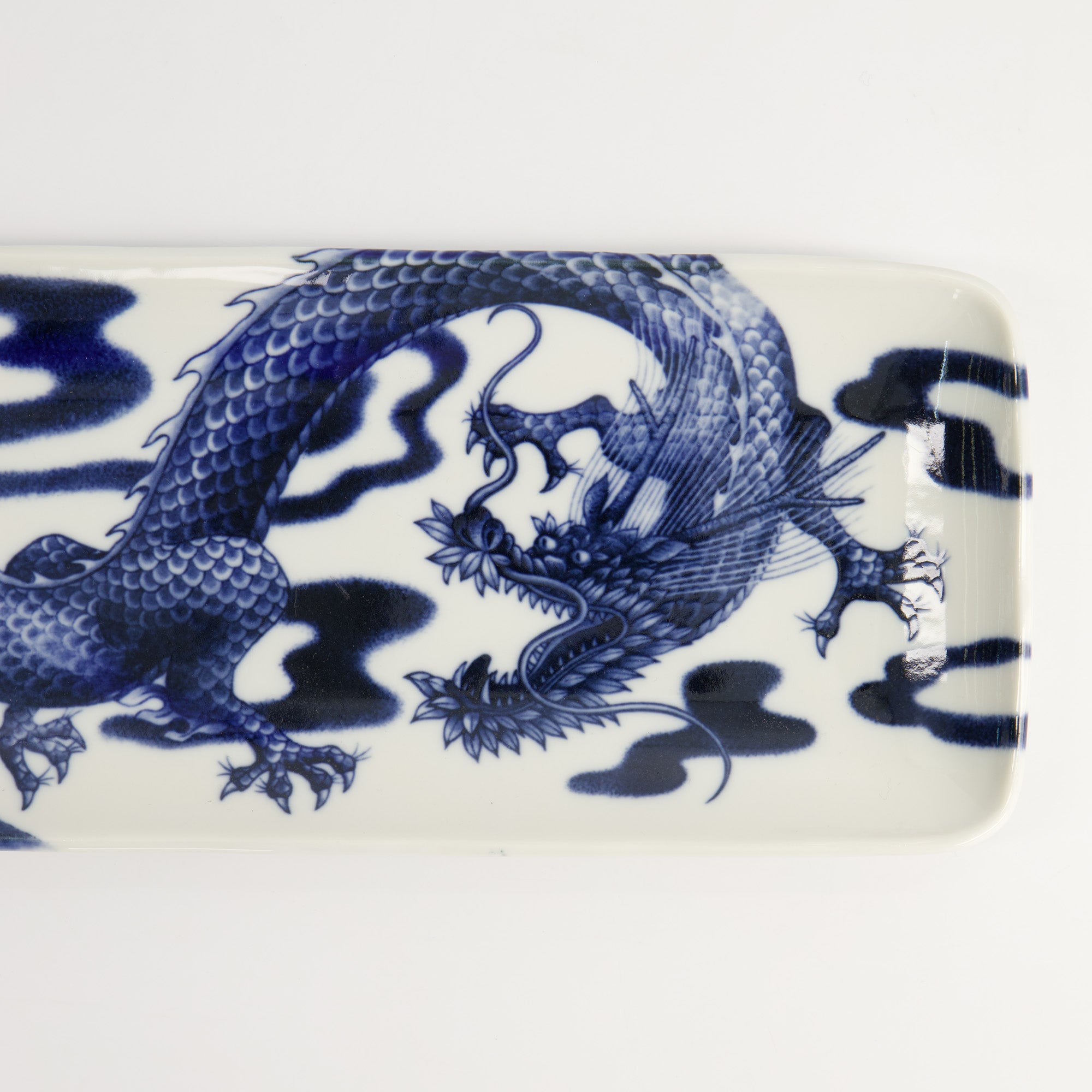 Japonism Dragon fad, blå - L28,5 cm.