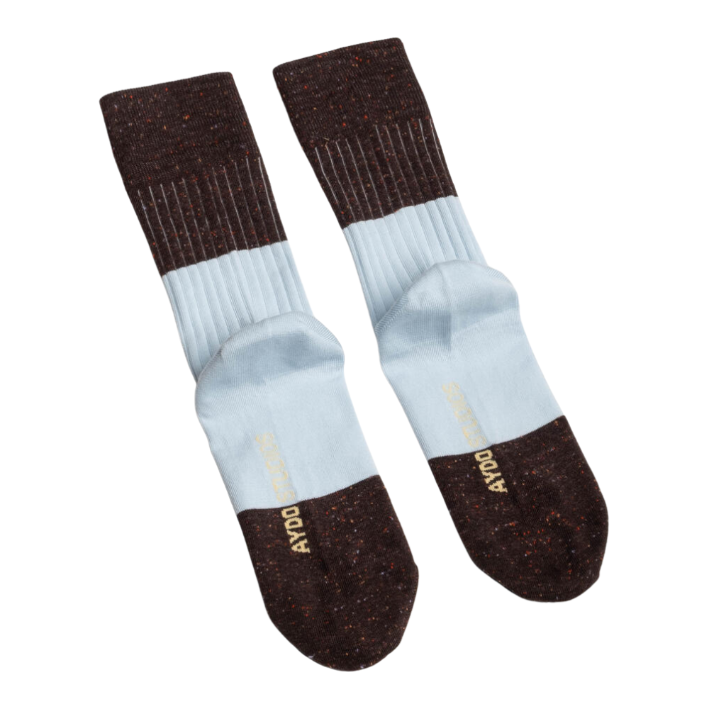 Porto strømper - Dark Brown NEPS/Little Blue