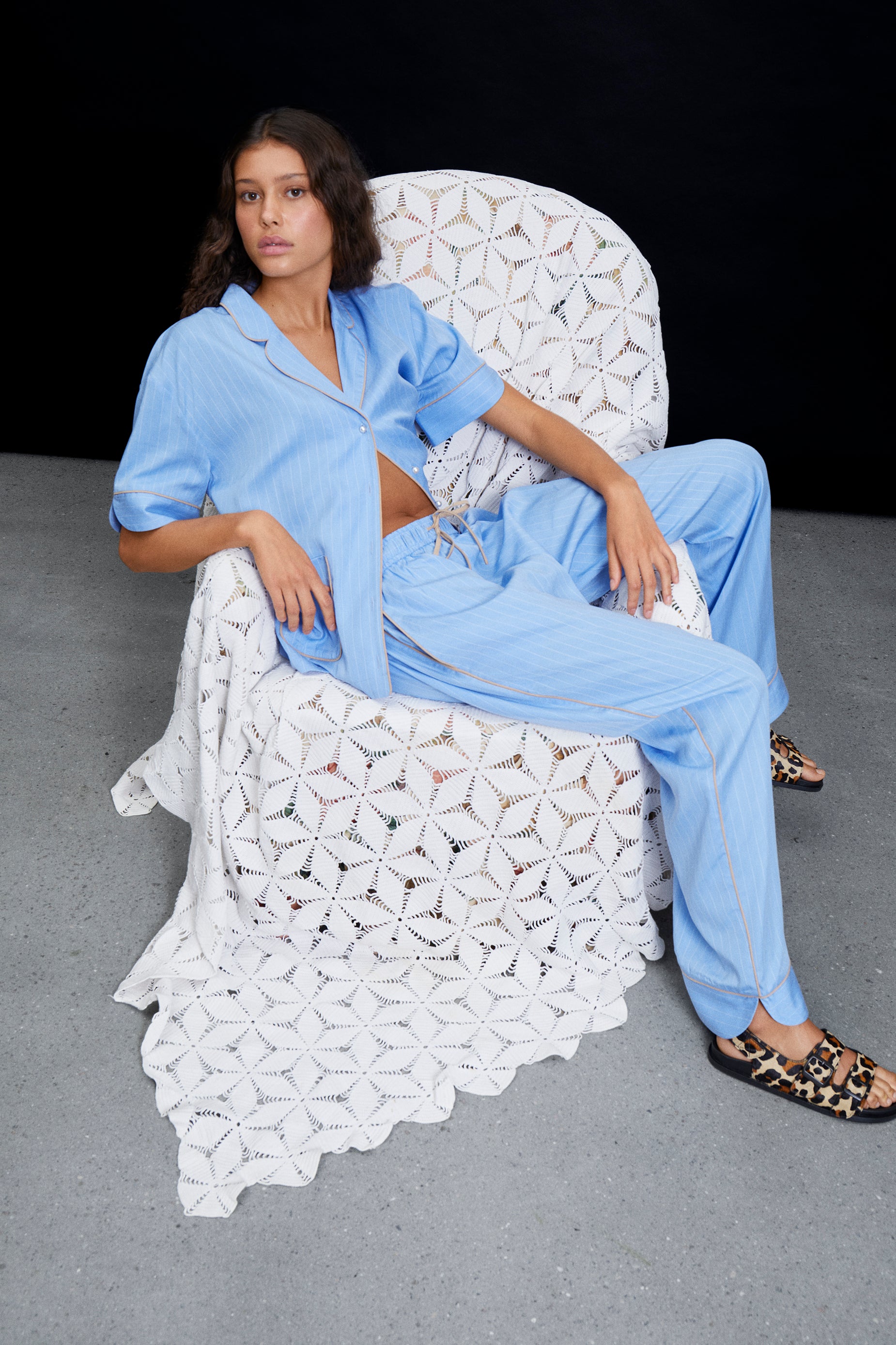 Ushi kortærmet skjorte - blå