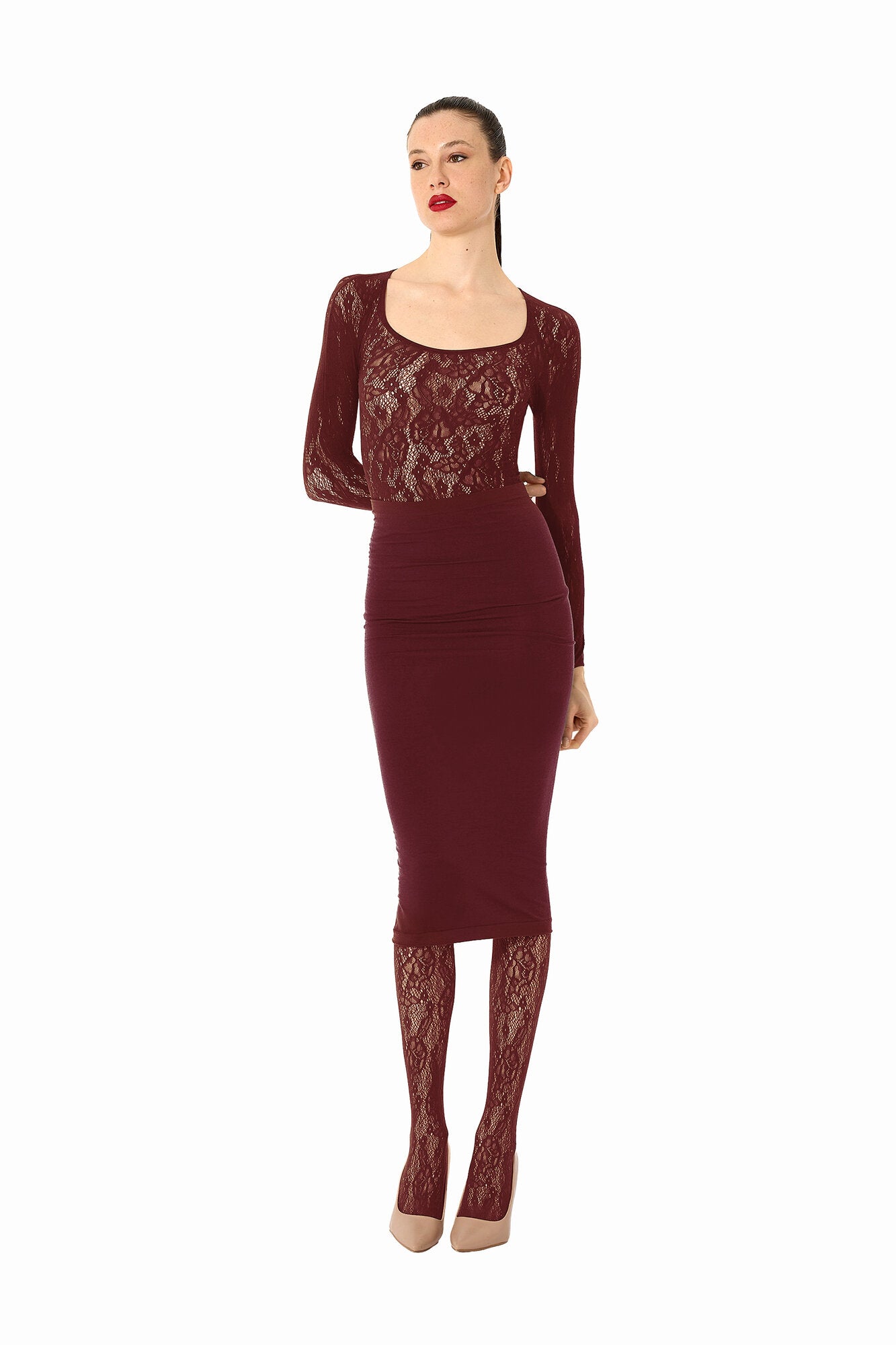 Infinite Rose Net strømpebukser - 3265 bordeaux