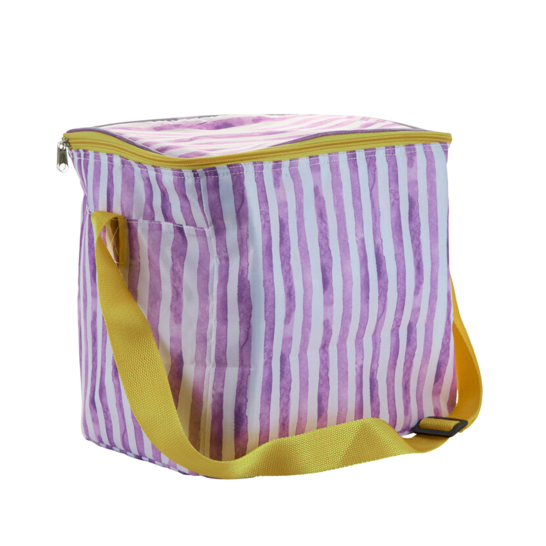 Stor køletaske m. striber - lilla