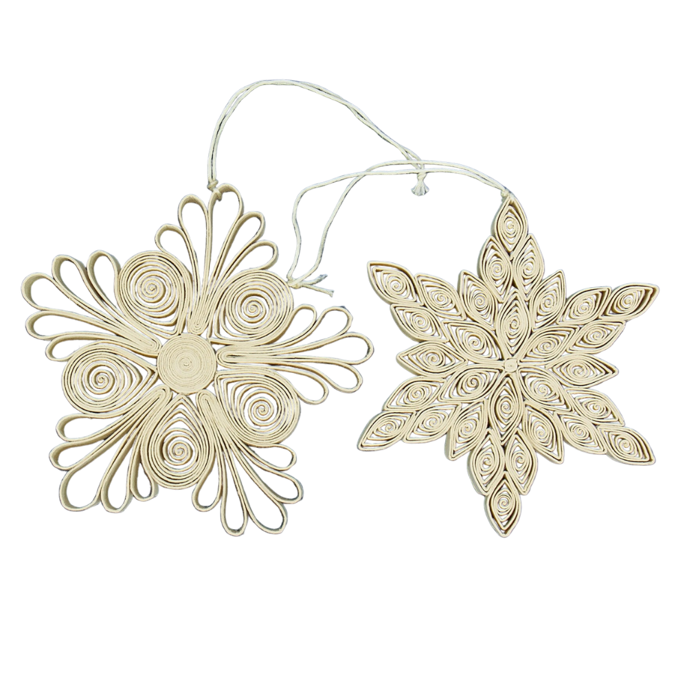 Quilled julestjerner, 2 stk – Offwhite