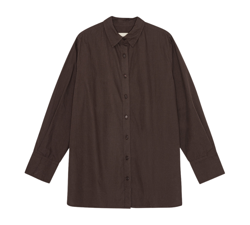 Clean Poplin skjorte - mørkebrun