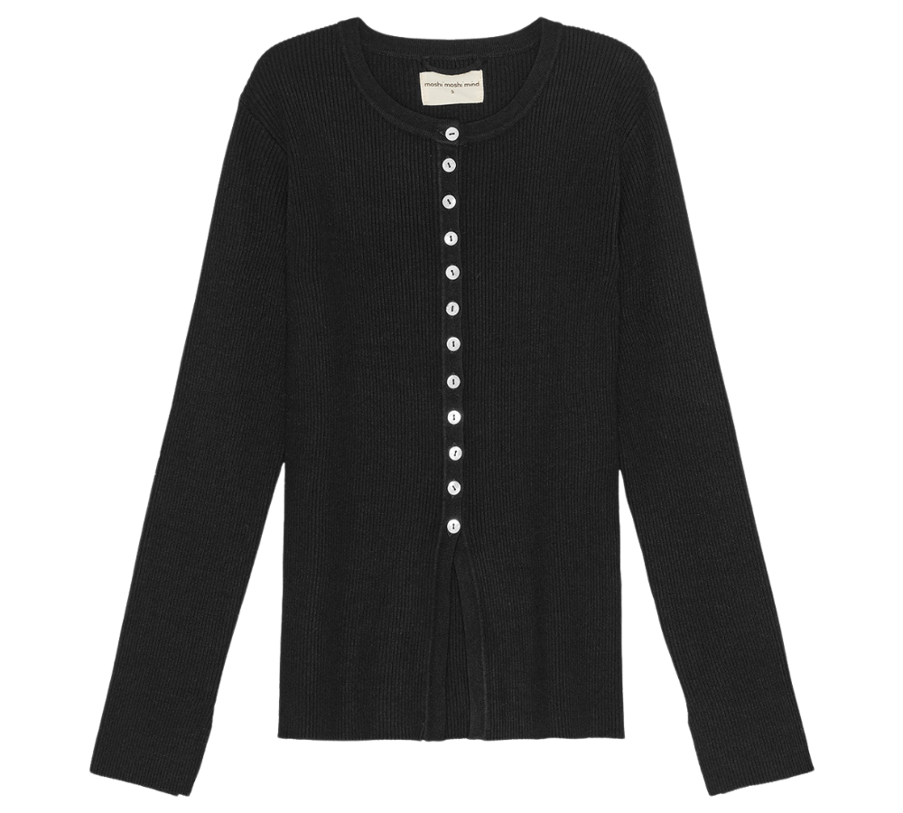 Still Rib cardigan - sort