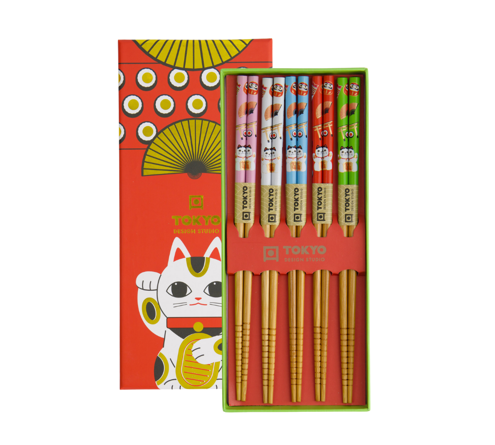 Spisepinde gavesæt, Lucky Cat - 5 par