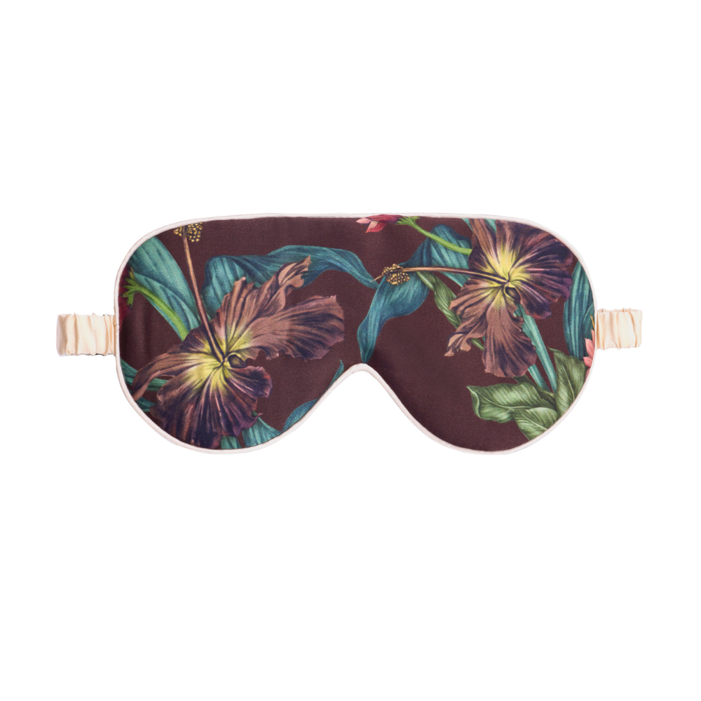 Vintage Flora sovemaske - Brown w/pattern